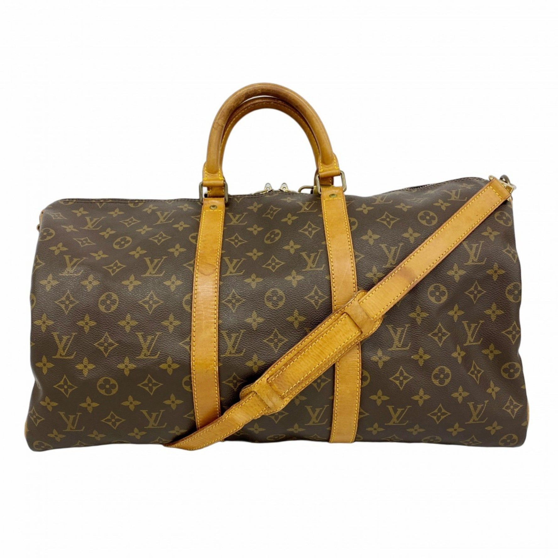Louis Vuitton Monogram Keepall Bandouliere 50 Boston Bag M41416 Brown Men's and Women's