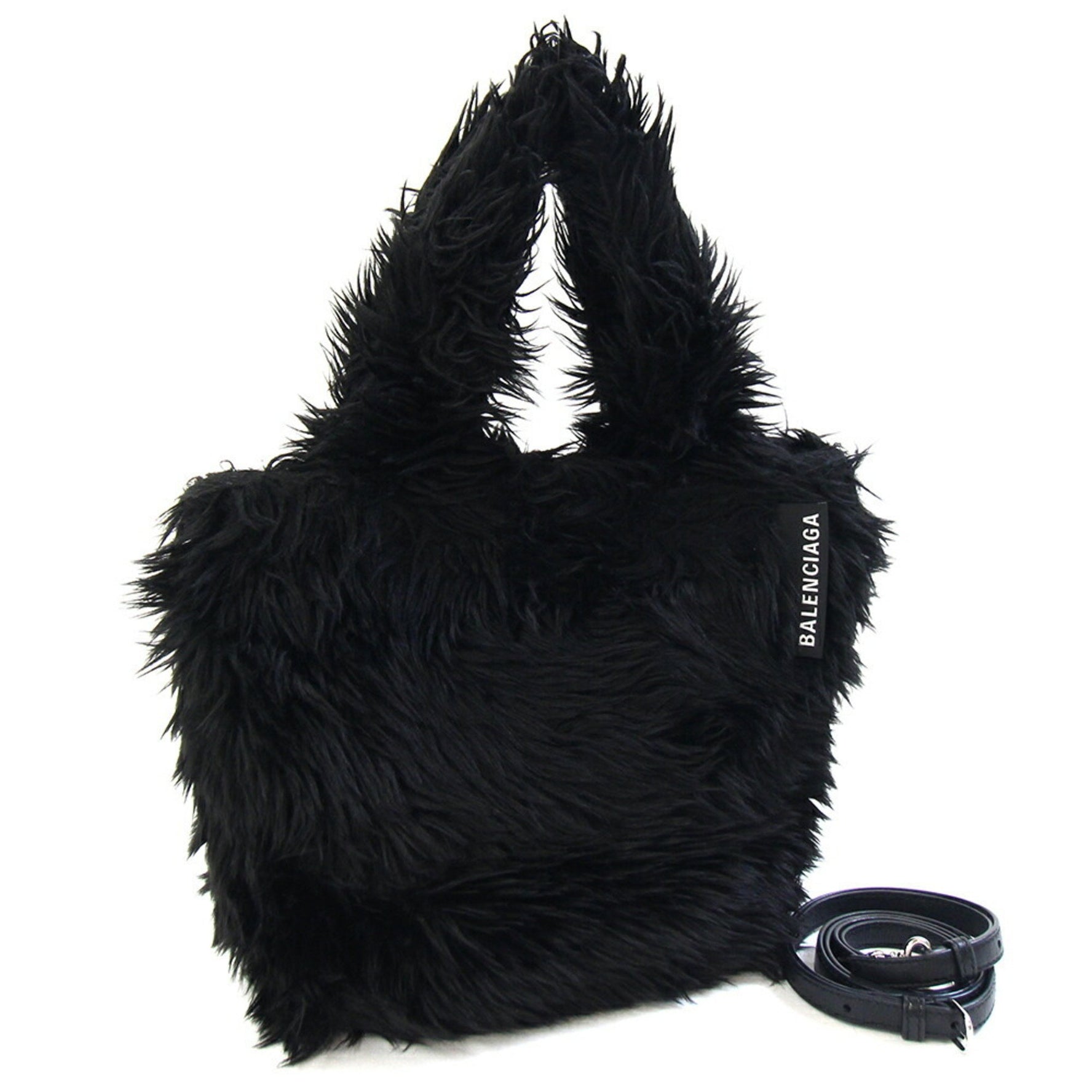 Balenciaga Handbag Fur and Leather Crossbody Shoulder Bag