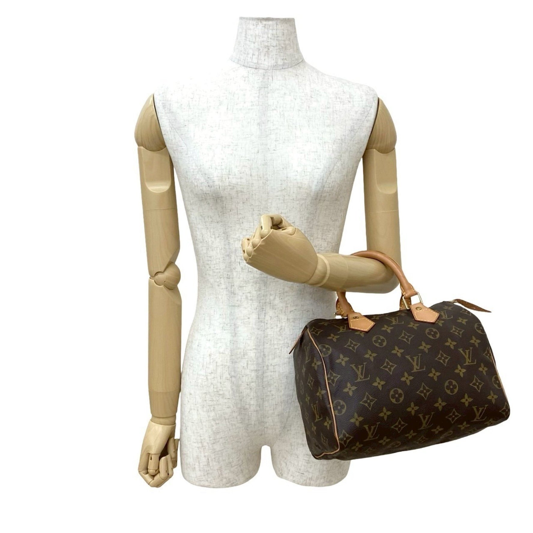 LOUIS VUITTON Speedy 25 Monogram Leather Handbag/Boston Bag, Brown