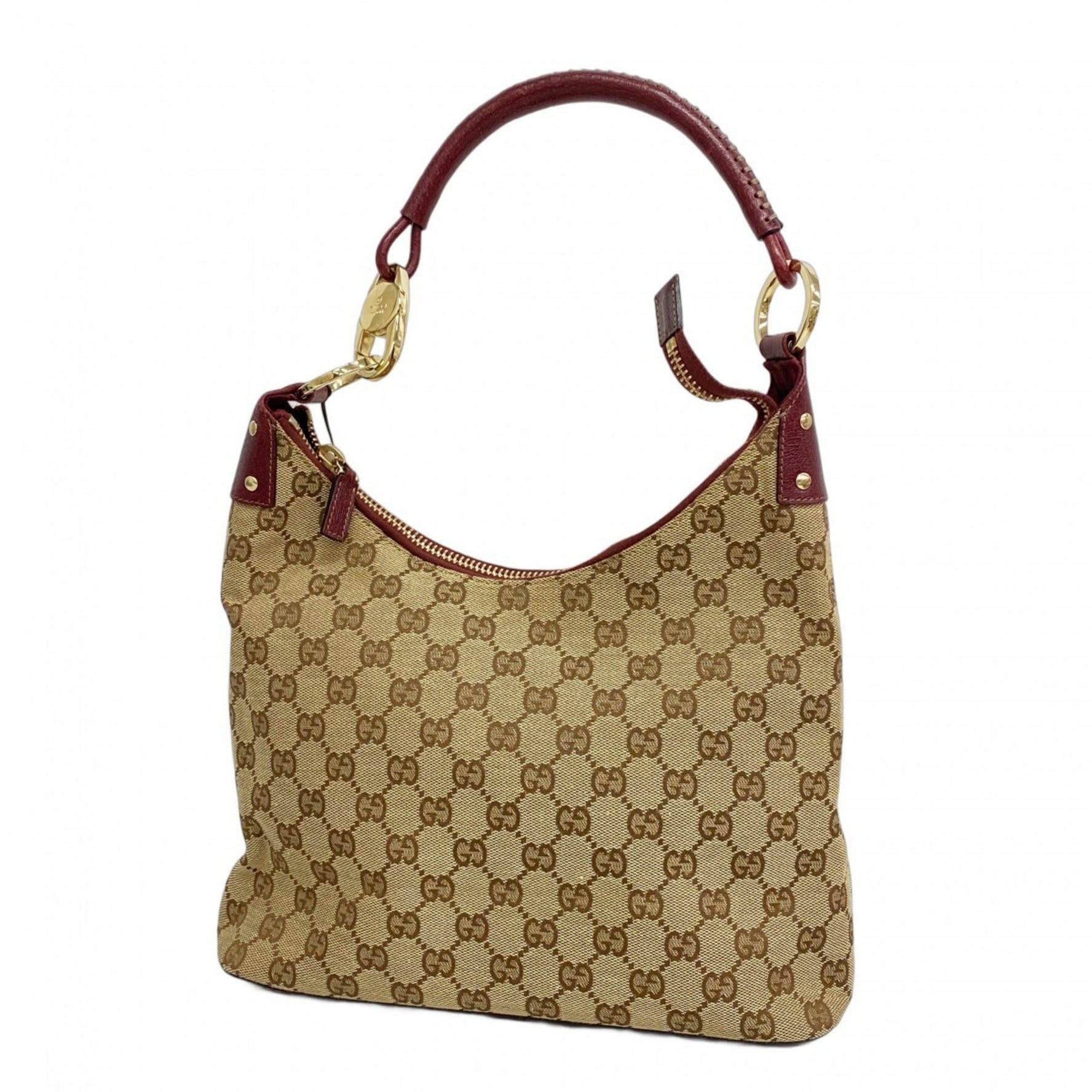 Gucci Shoulder Bag GG Canvas Beige Bordeaux