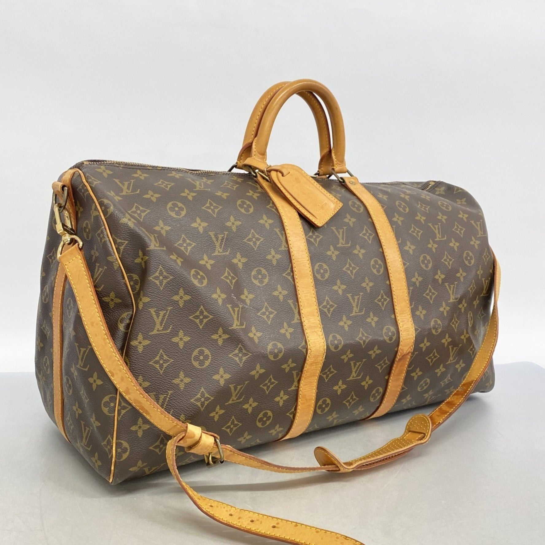 Louis Vuitton Monogram Keepall Bandouliere 55 Boston Bag Brown Men's and Women's