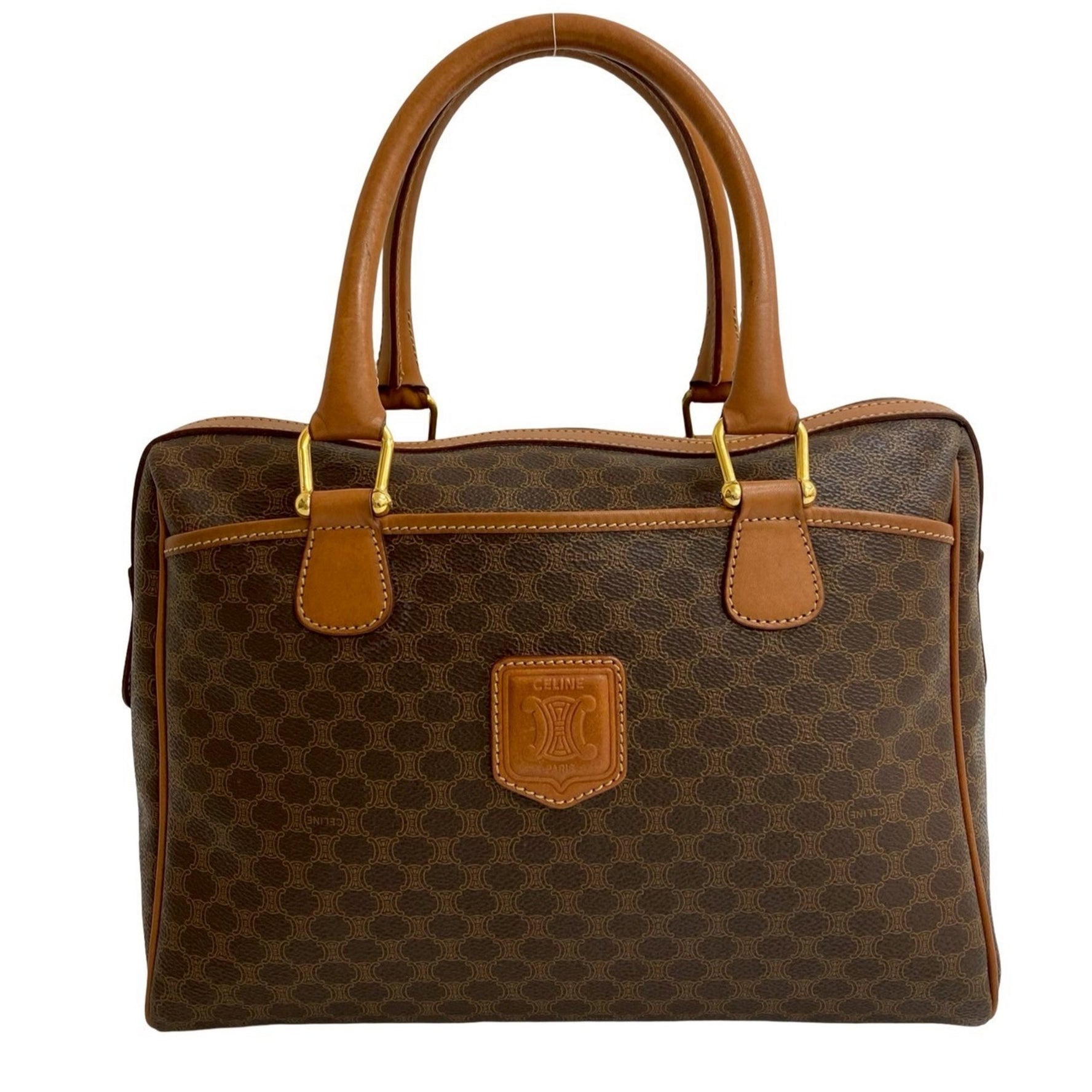 CELINE Macadam Blason Triomphe Leather Handbag/Mini Boston Bag 427-5
