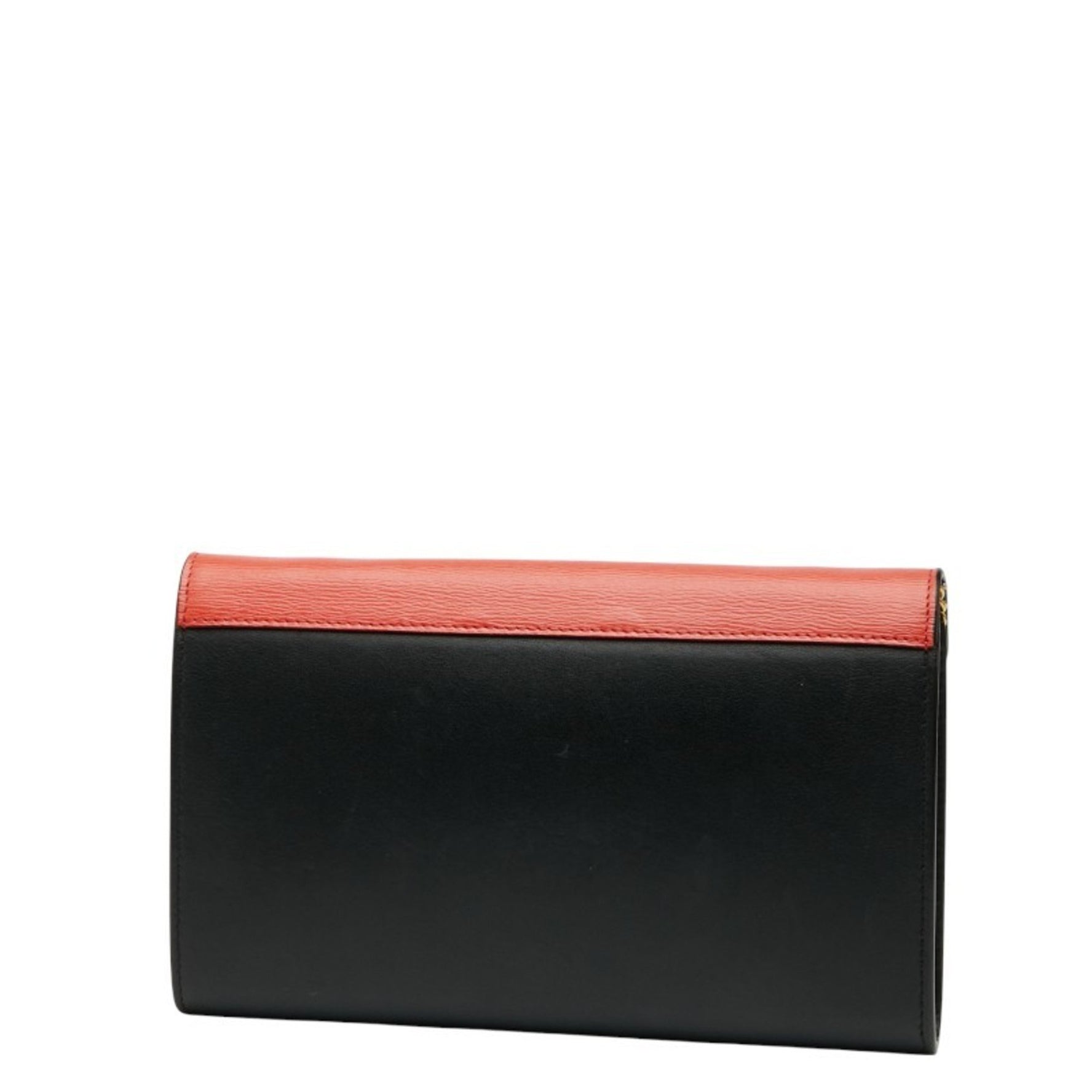 Celine Pocket Tri-Folded Chain Wallet Shoulder Bag in Black, Orange, and Gray Leather .