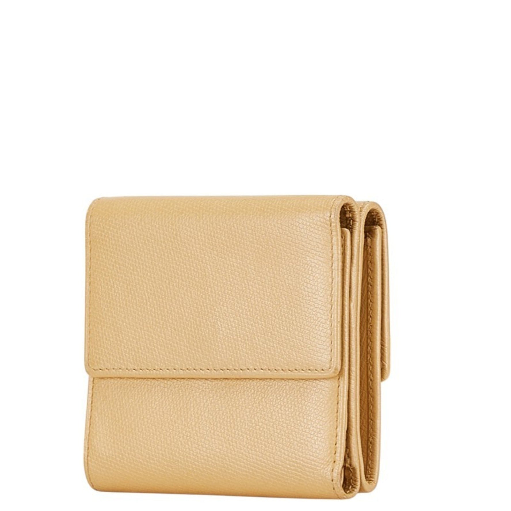 Chanel Coco Button Double Bi-fold Wallet A20902 Beige Caviar Skin Women's CHANEL
