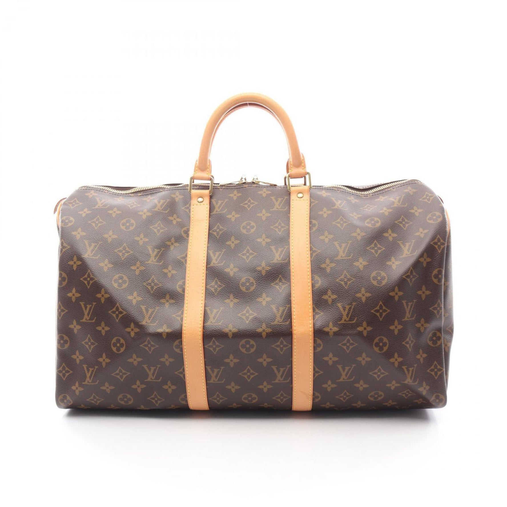 Louis Vuitton Keepall 50 Boston Bag, Coated Canvas and Leather, Monogram, Brown, Men's