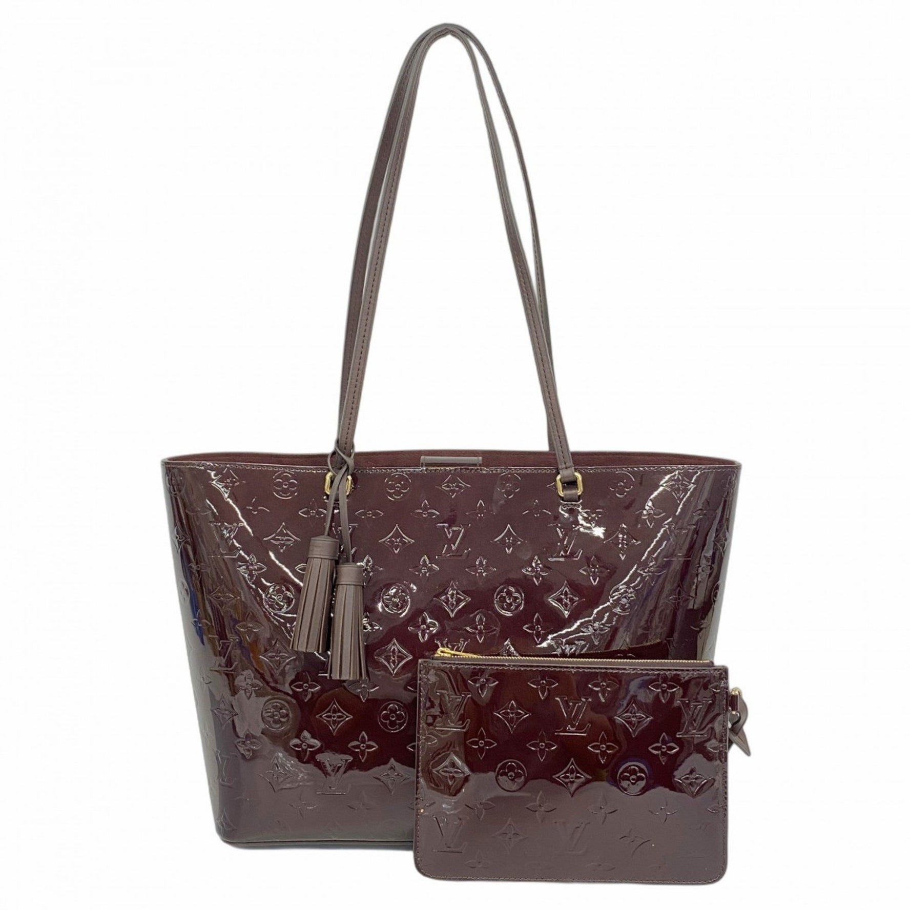 Louis Vuitton Vernis Long Beach MM Tote Bag M90475 Amaranth Women's