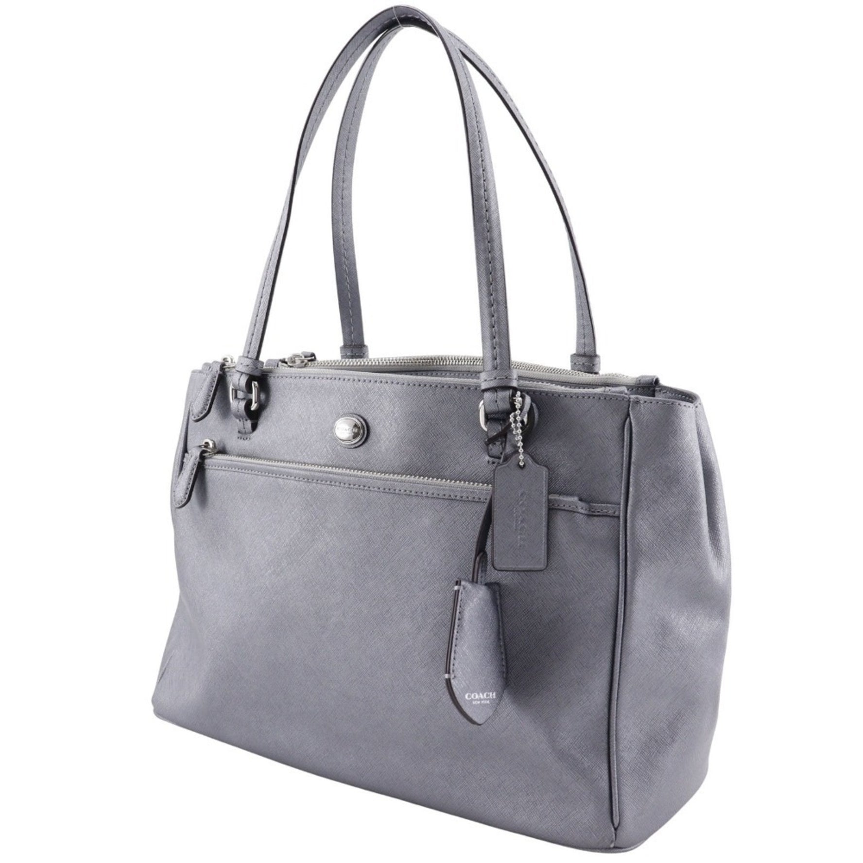 Coach Tote Bag F31744 Leather Made in Vietnam Silver Women's