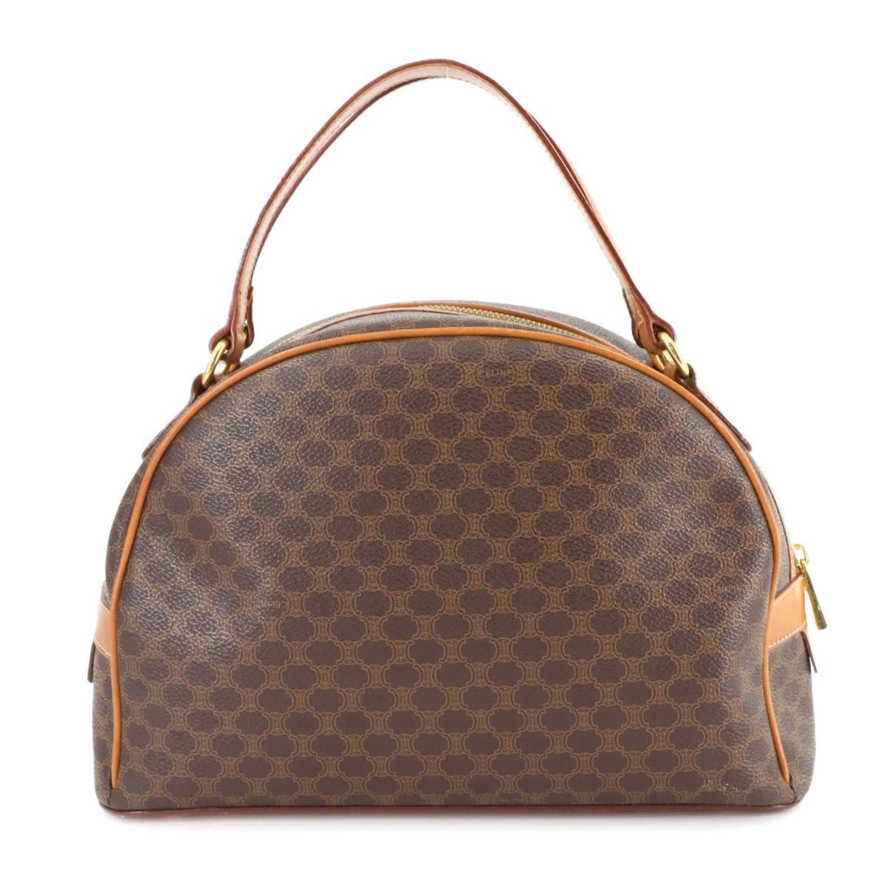 CELINE Macadam Handbag PVC Leather Gold Hardware Half Moon Bag