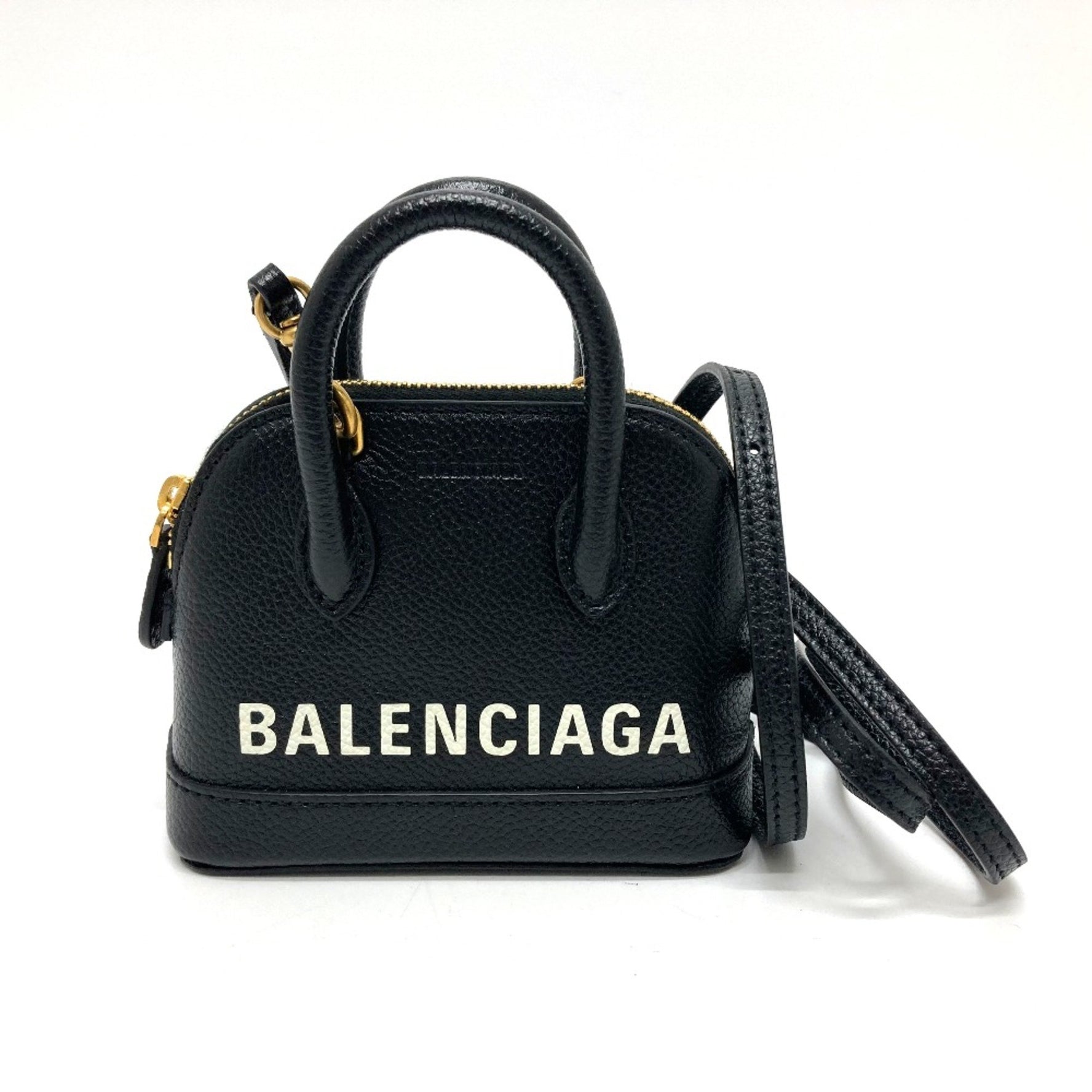 Balenciaga logo Bag 2WAY Hand Bag Shoulder Bag Black GoldHardware