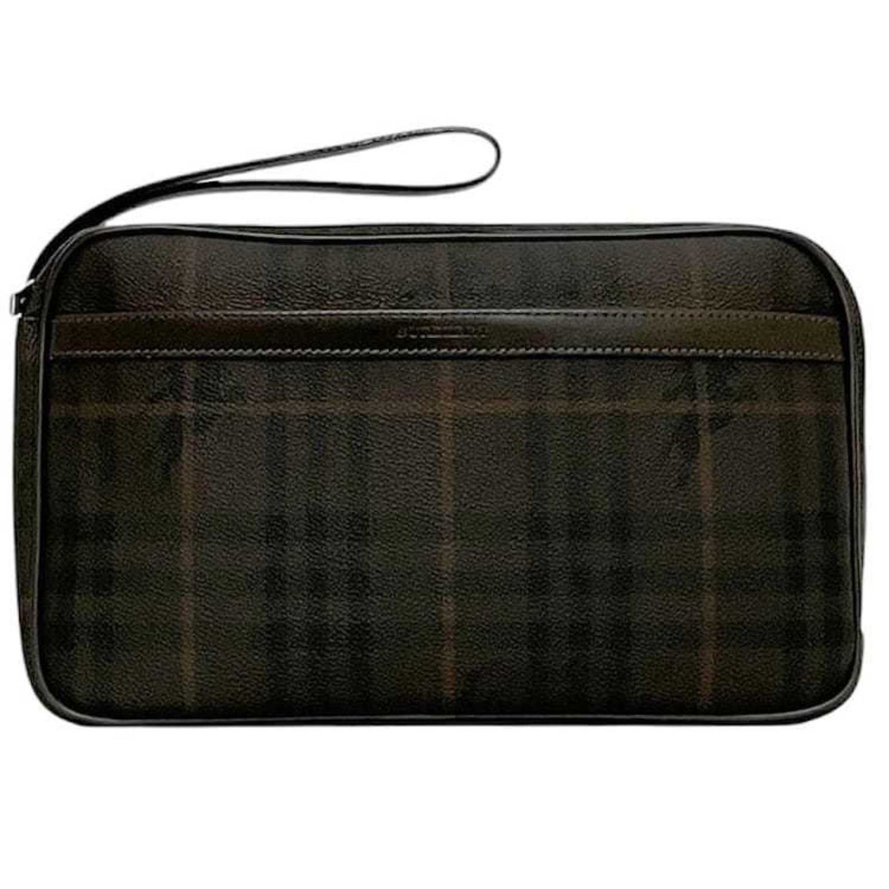 Burberry Second Bag Nova Check PVC Leather Clutch with Strap Handbag