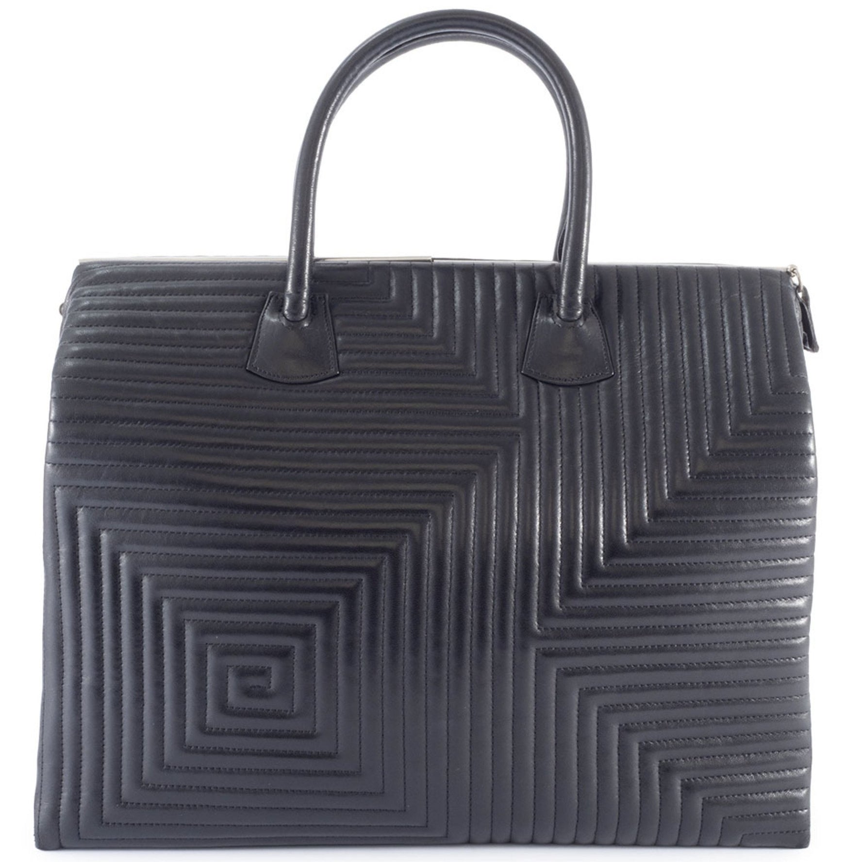 Bally quilted handbag in leather. square tote bag.
