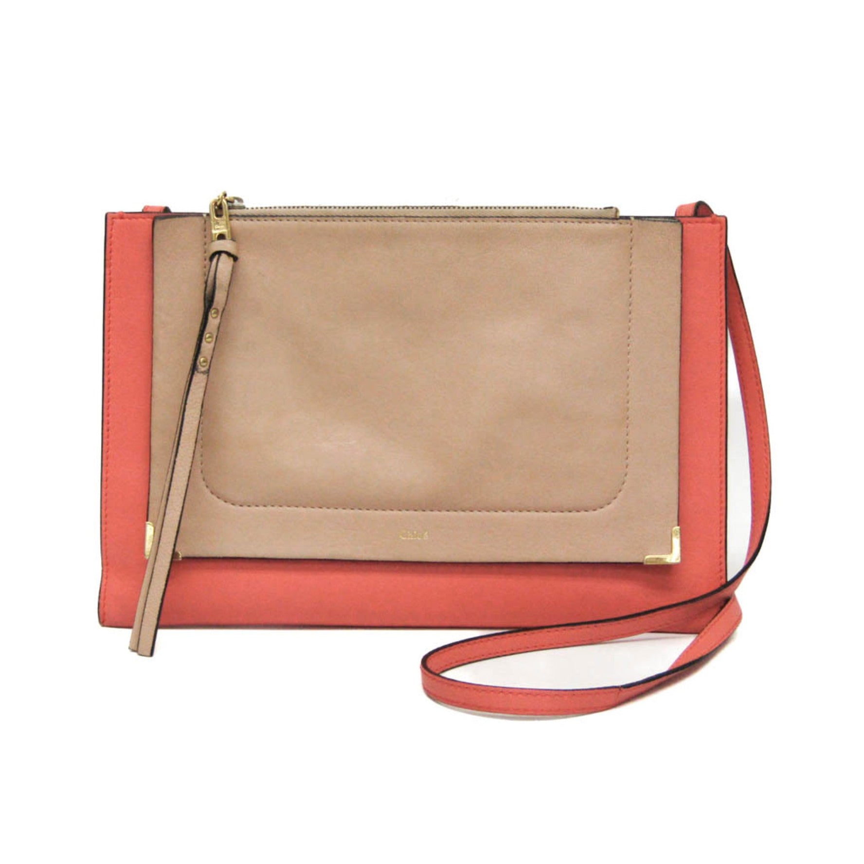 Chloé Leather Shoulder Bag Peach,Pink Beige