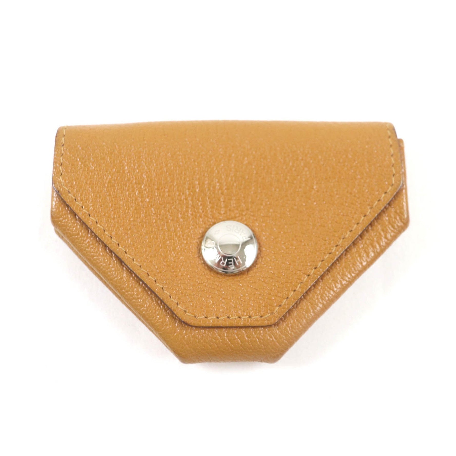 HERMES Levain Quatre Verso Two-Tone Chevre Mysore Wallet/Coin Case, Brown and Pink, Y Stamp, Made in France