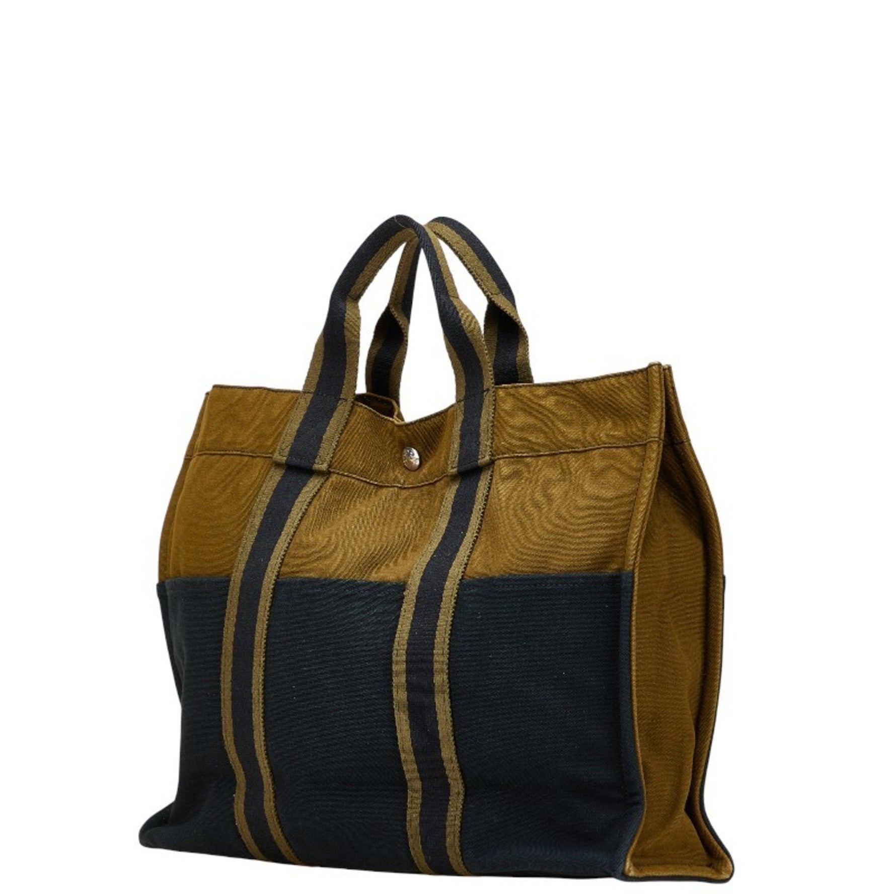 Hermès Foul Tote MM Bag Khaki Black Canvas HERMES