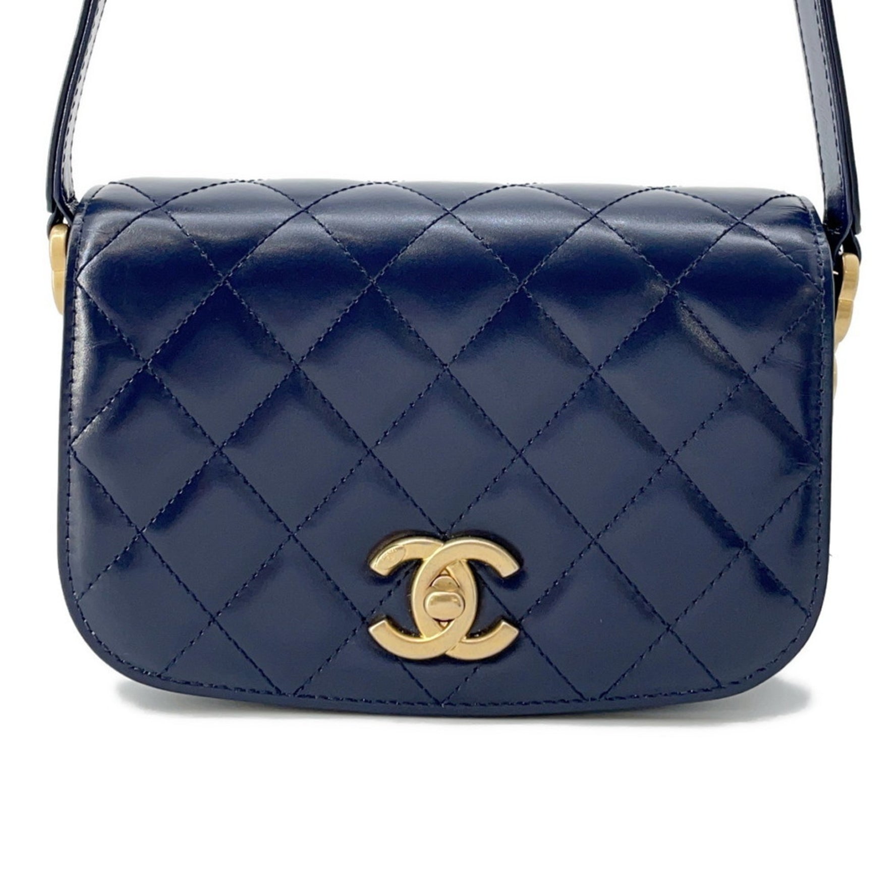 Chanel Shoulder Bag Mini Matelasse Full Flap Calf Leather