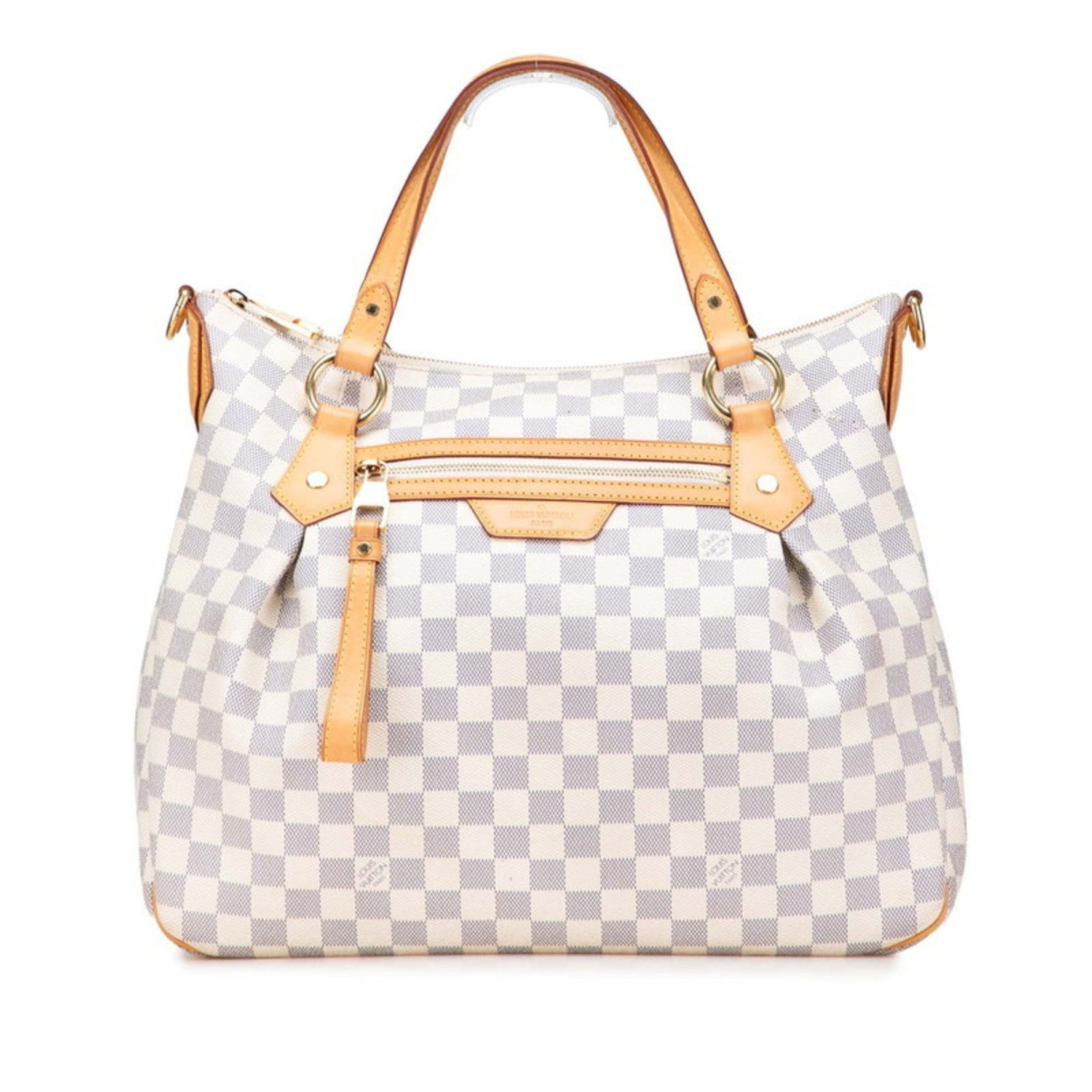 Louis Vuitton Damier Azur Evora MM Handbag White Brown PVC Leather LOUIS VUITTON