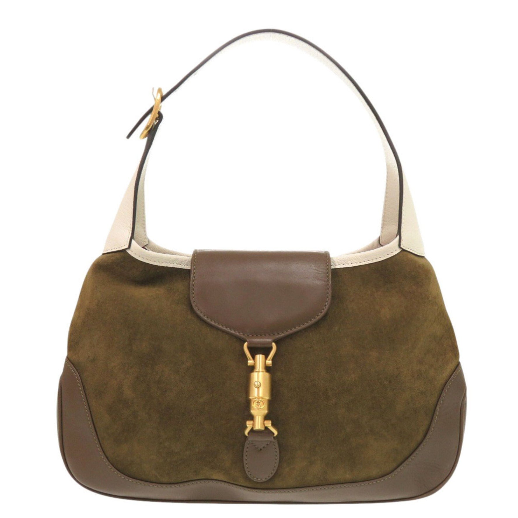 Like new Gucci Vault Vintage Jackie suede leather brown and khaki shoulder bag 1220
