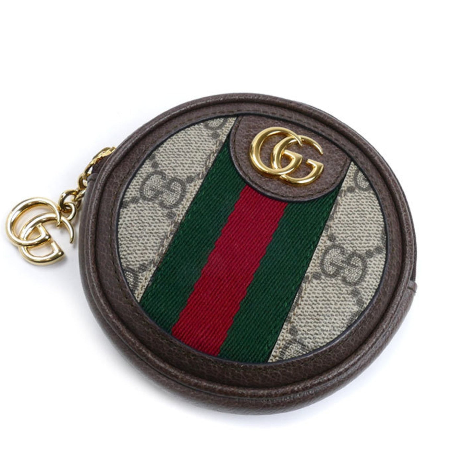 GUCCI GG Marmont coin case, beige and brown, 574840, round, for women