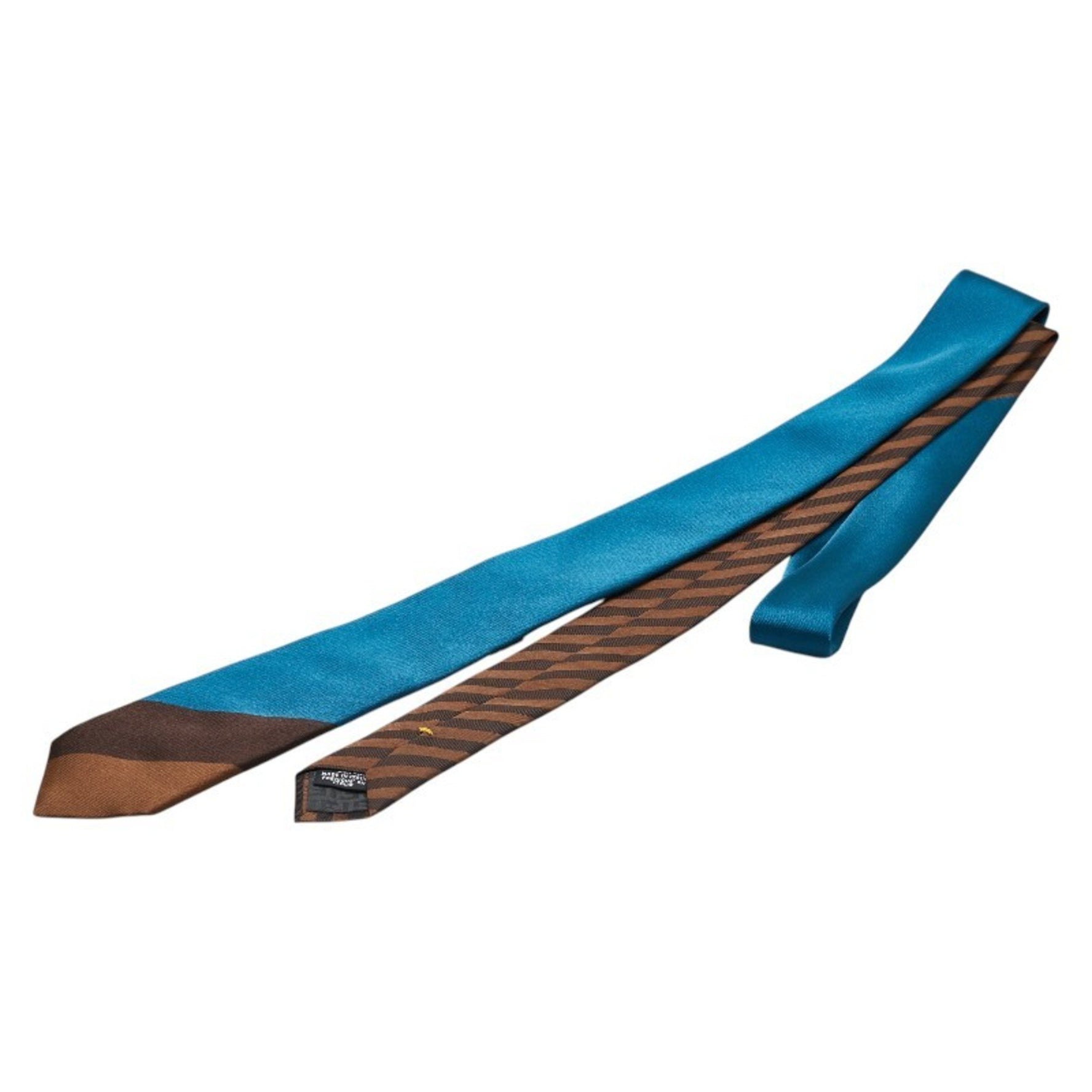 Fendi tie in blue and brown silk .