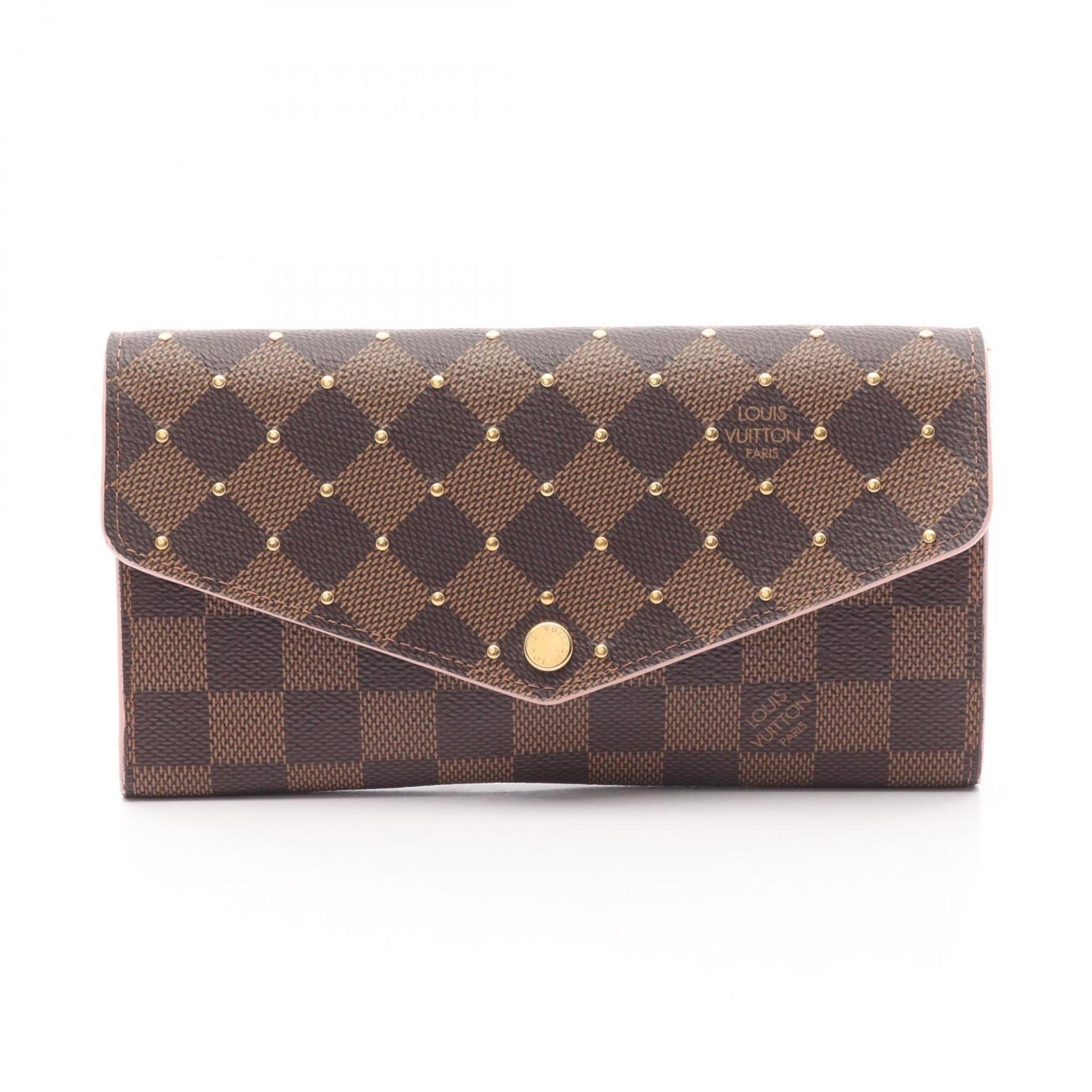Louis Vuitton Sarah Portefeuille Bifold Long Wallet, Coated Canvas and Leather with Damier Finish, Brown Pink