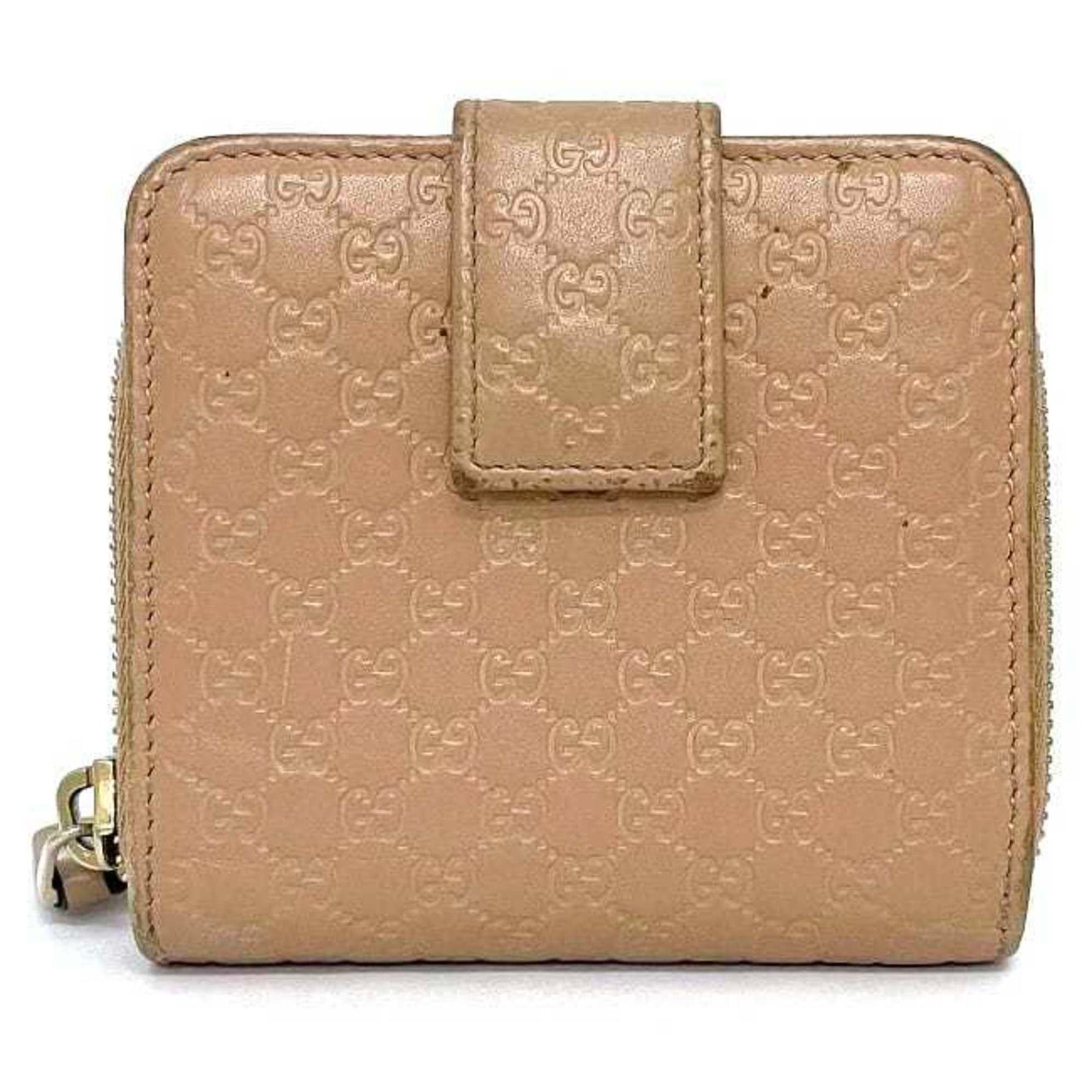 Gucci Folio Wallet Beige Gold Micro Shima Leather GG