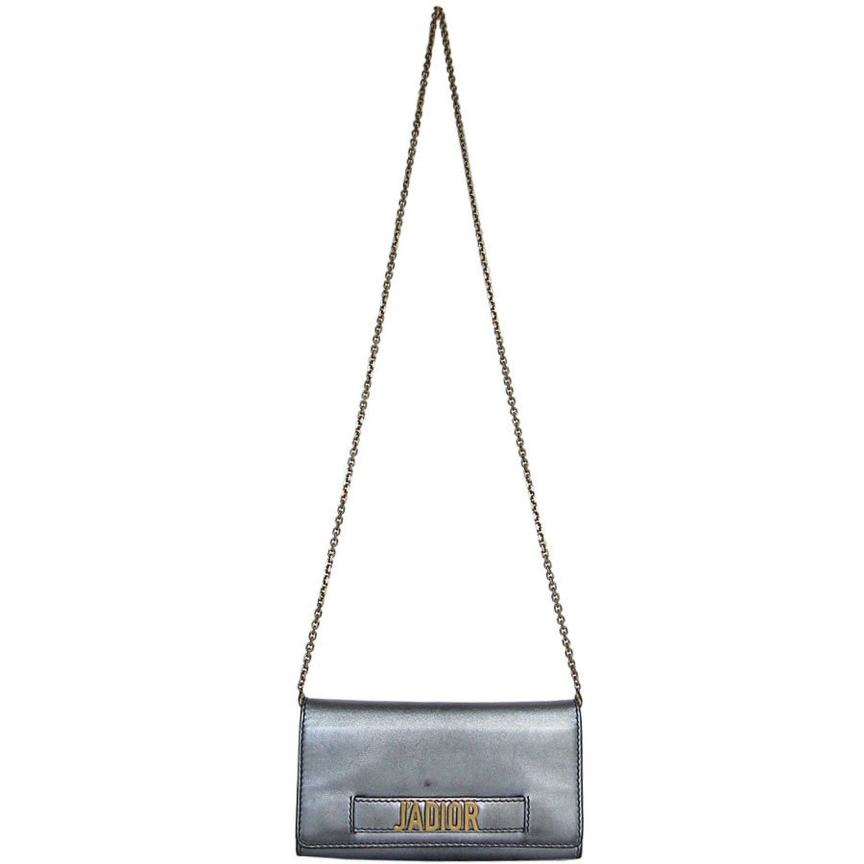 Christian Dior J'ADIOR Wallet Chain Leather Metal Silver Gold