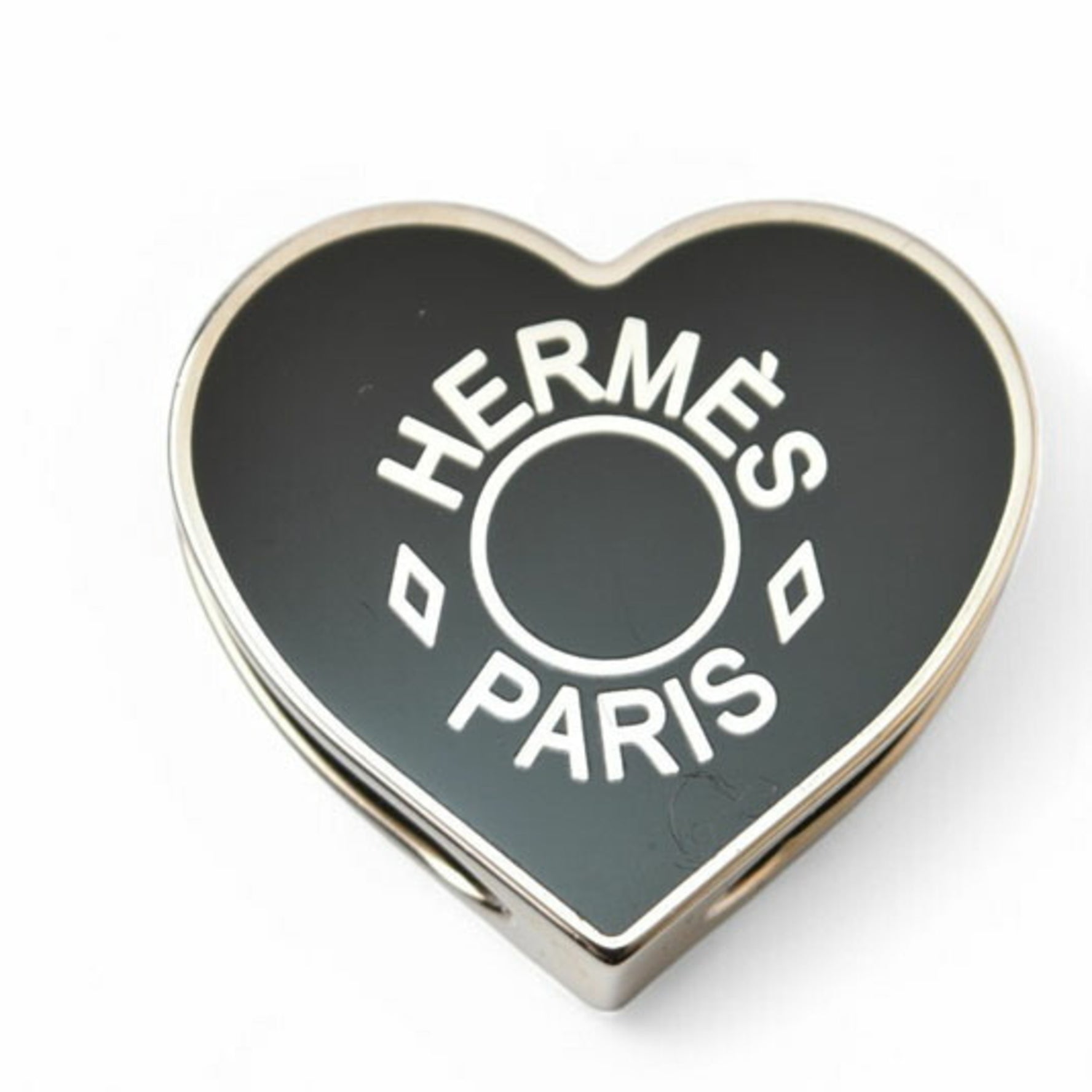 Hermes Scarf Ring/Scarf Holder Twilly Ring Valentine Black/Silver Unused