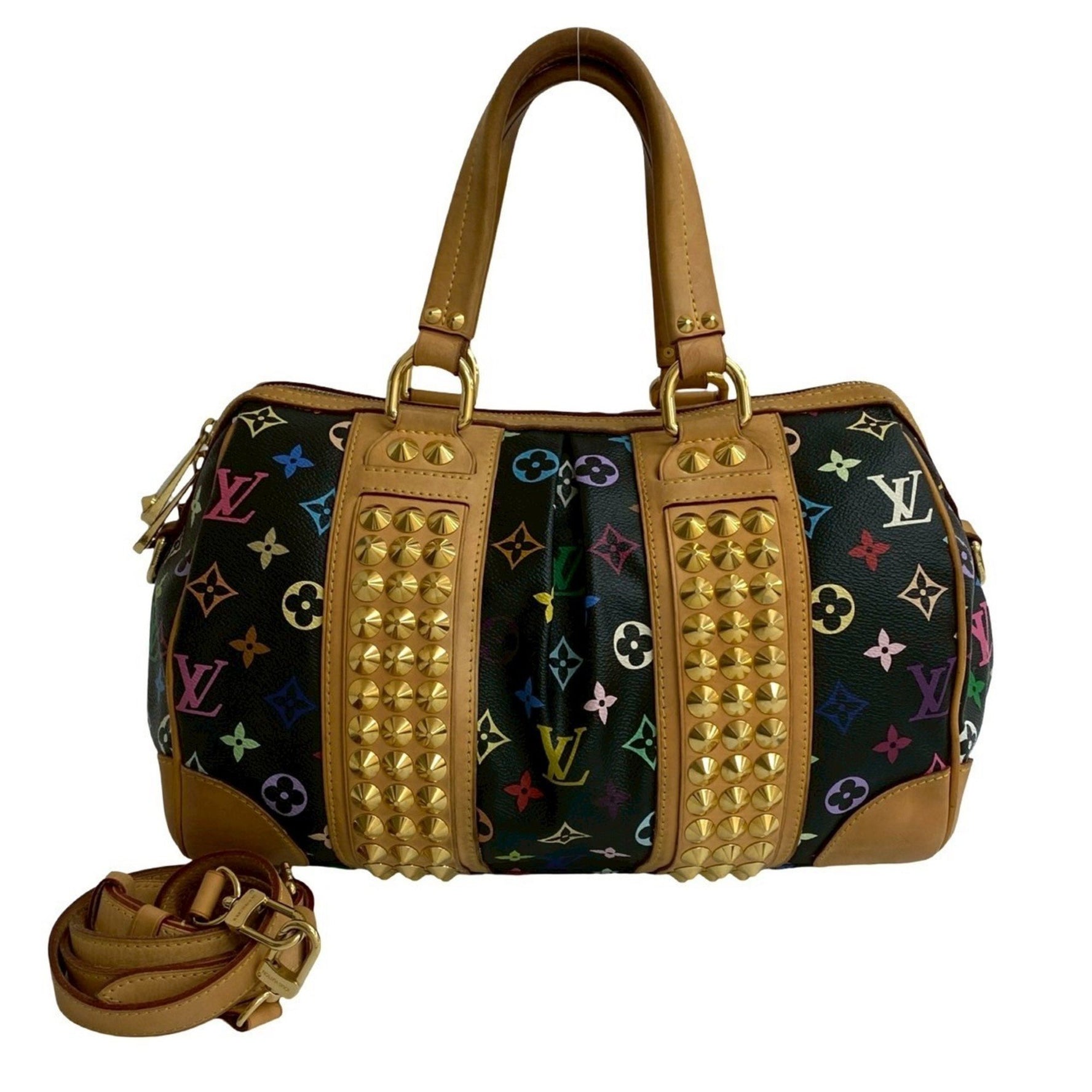 Louis Vuitton Courtney MM Monogram Multicolor Leather Handbag/Shoulder Bag, Noir