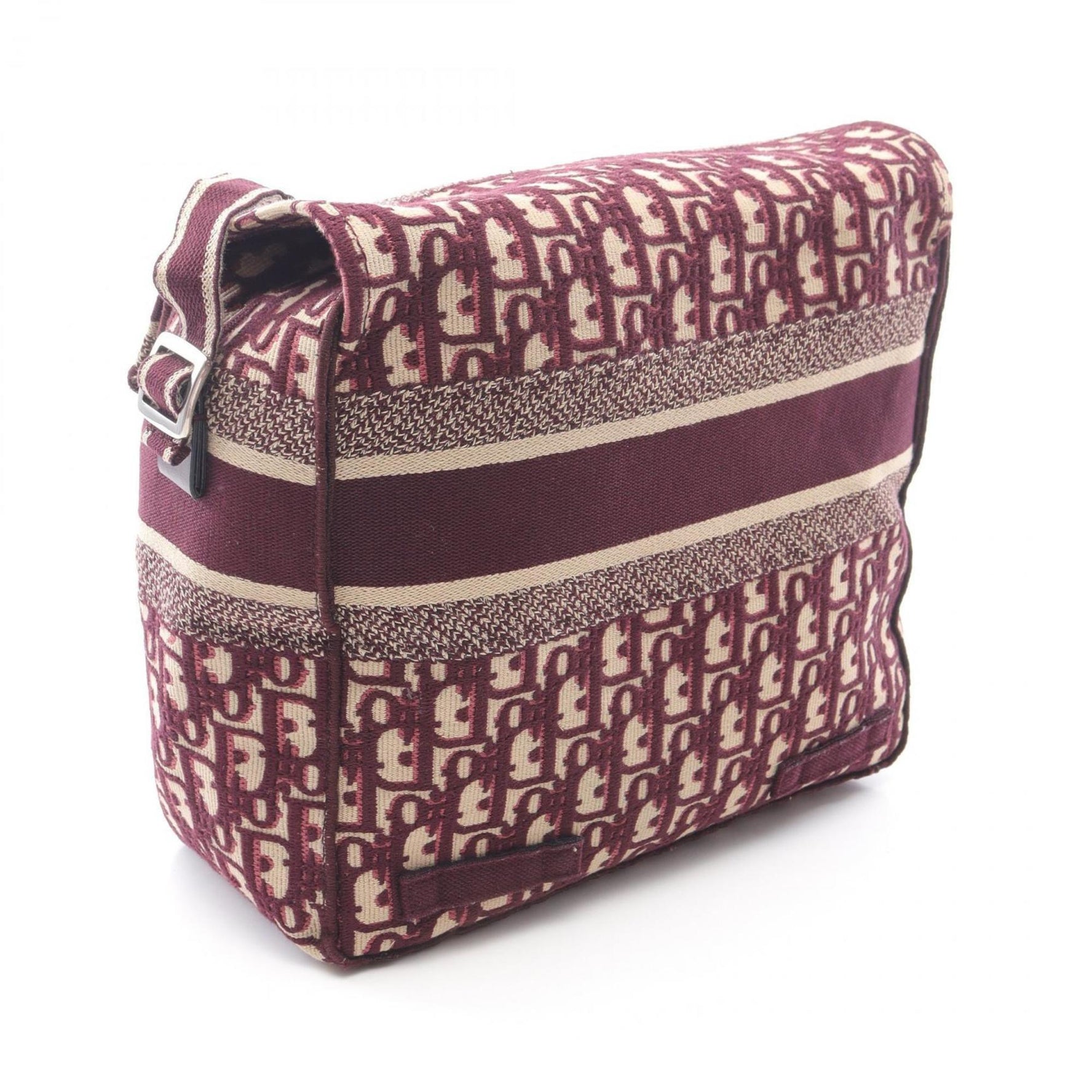 Christian Dior Dior Camp Oblique Shoulder Bag, Canvas and Leather, Bordeaux/Beige