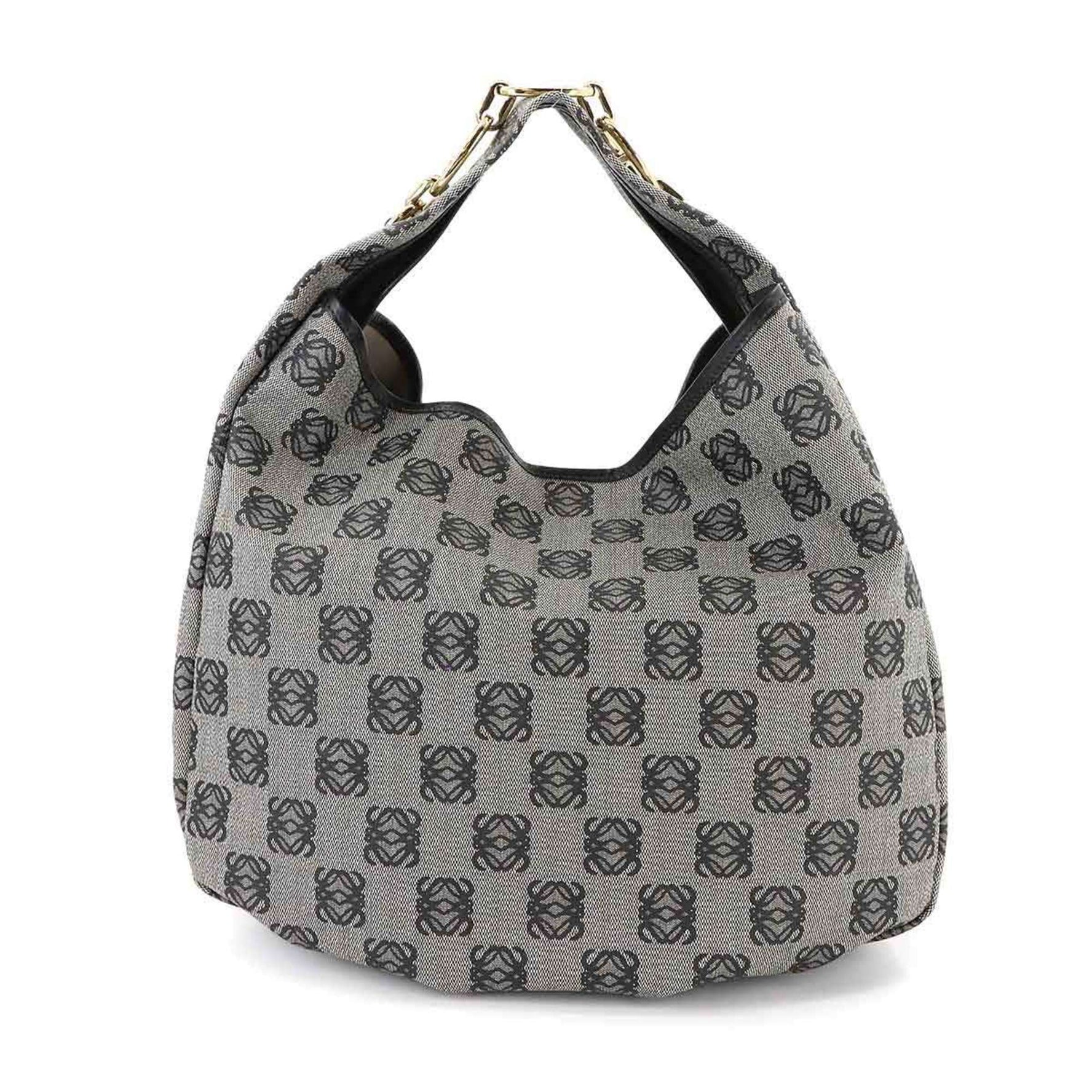 LOEWE Anagram Shoulder Bag in Grey, Black, and Gold Leather with Hardware