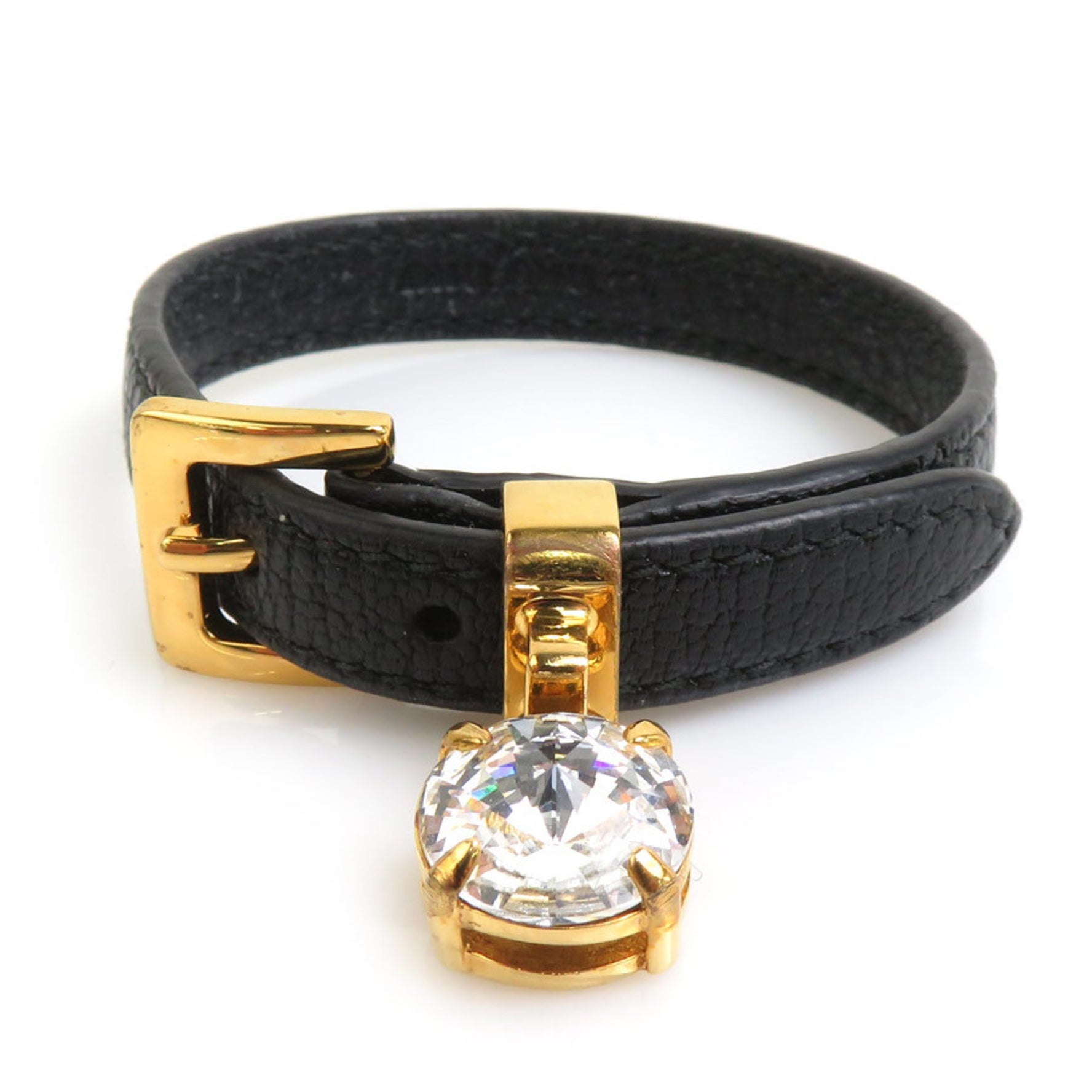 Miu Miu Miu MIUMIU Bracelet Leather Stone Bijou