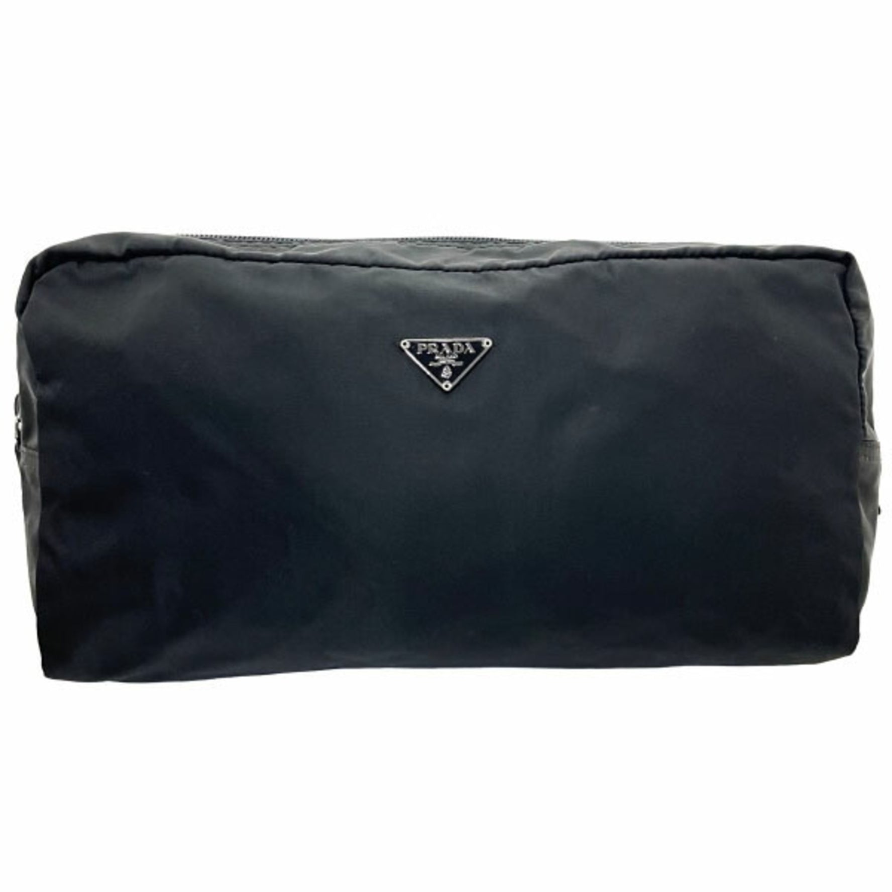 Prada Pouch Triangle Nylon Black Plate Tick Multi Bag in NERO