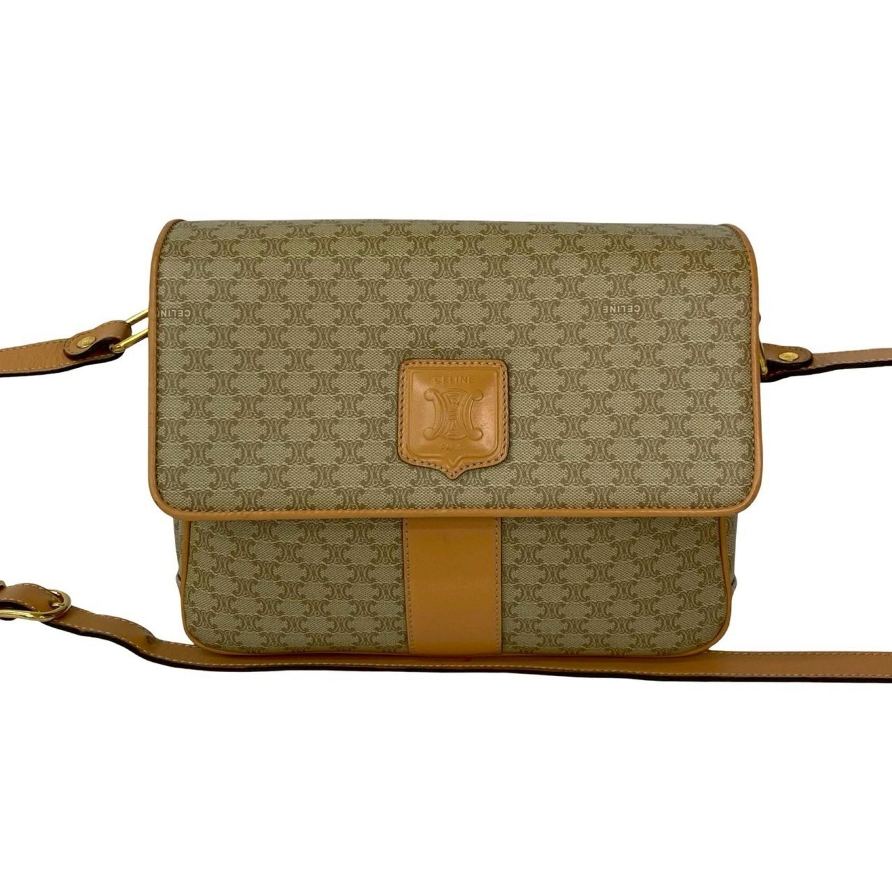 CELINE Macadam Blason Triomphe Leather Shoulder Bag/Pochette/Sacoche