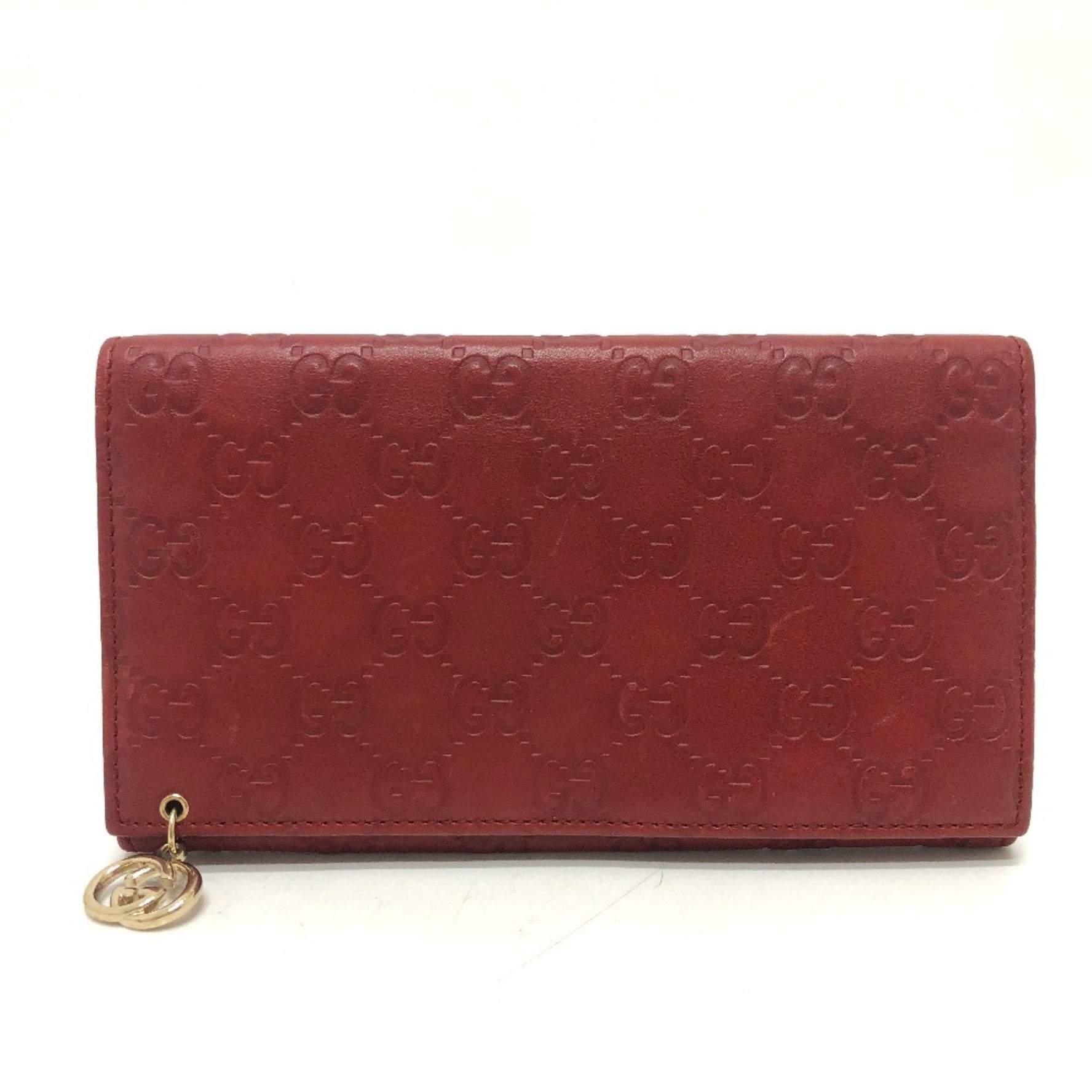 GUCCI GG Shima Line Wallet Flap Long Leather Red