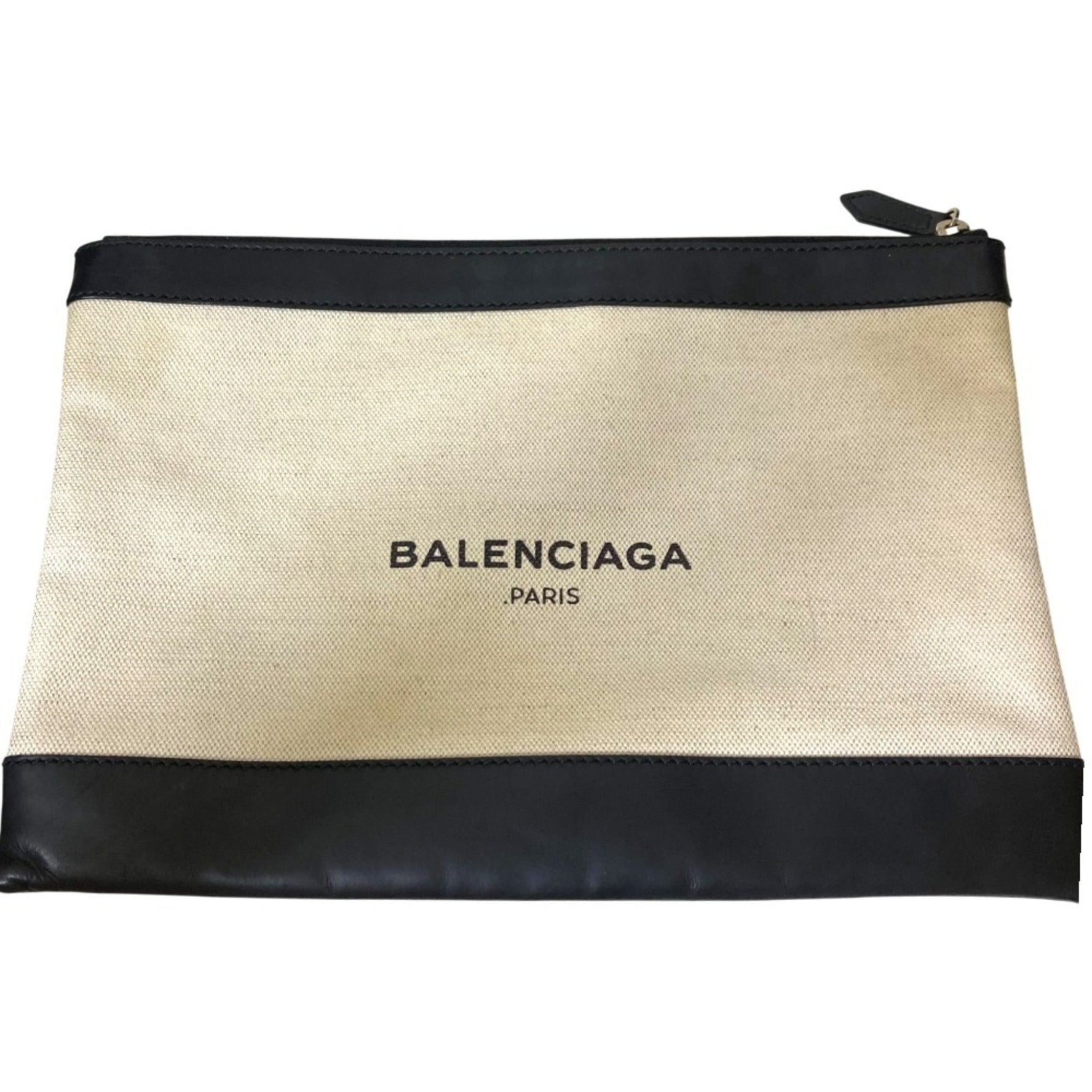 BALENCIAGA Clutch Bag Black x Natural Men's