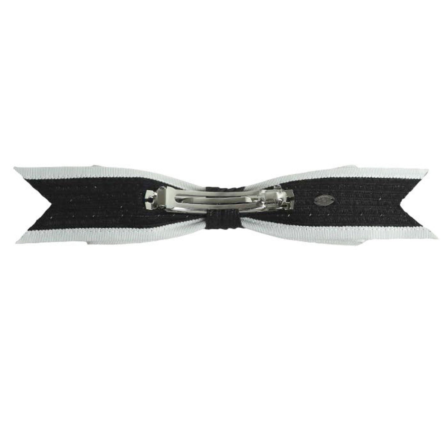 CHANEL Metal Fabric Straw Coco Mark Ribbon Hair Barrette