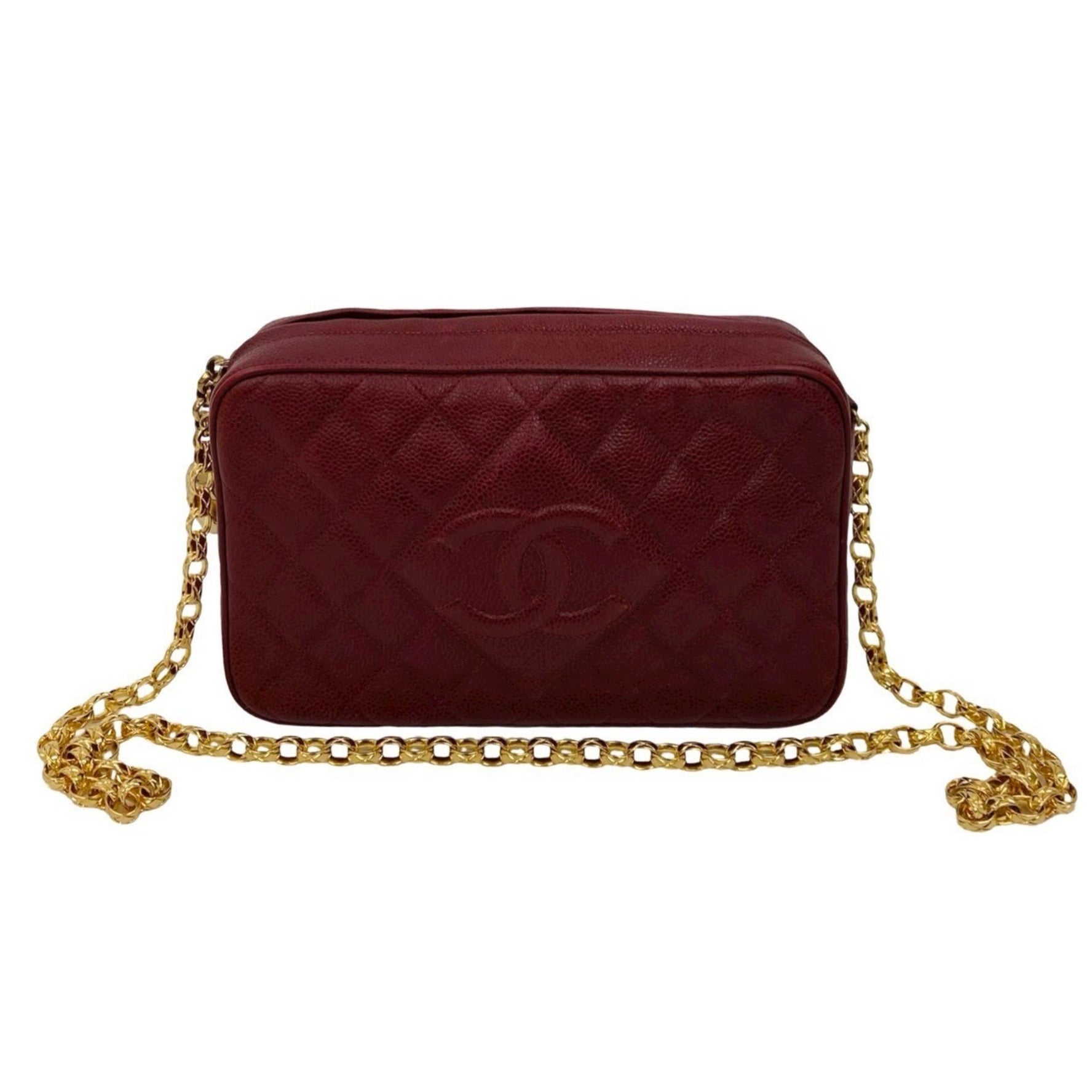 Seal No. 3 CHANEL Matelasse Coco Mark Caviar Leather Chain Shoulder Bag Pochette Bordeaux
