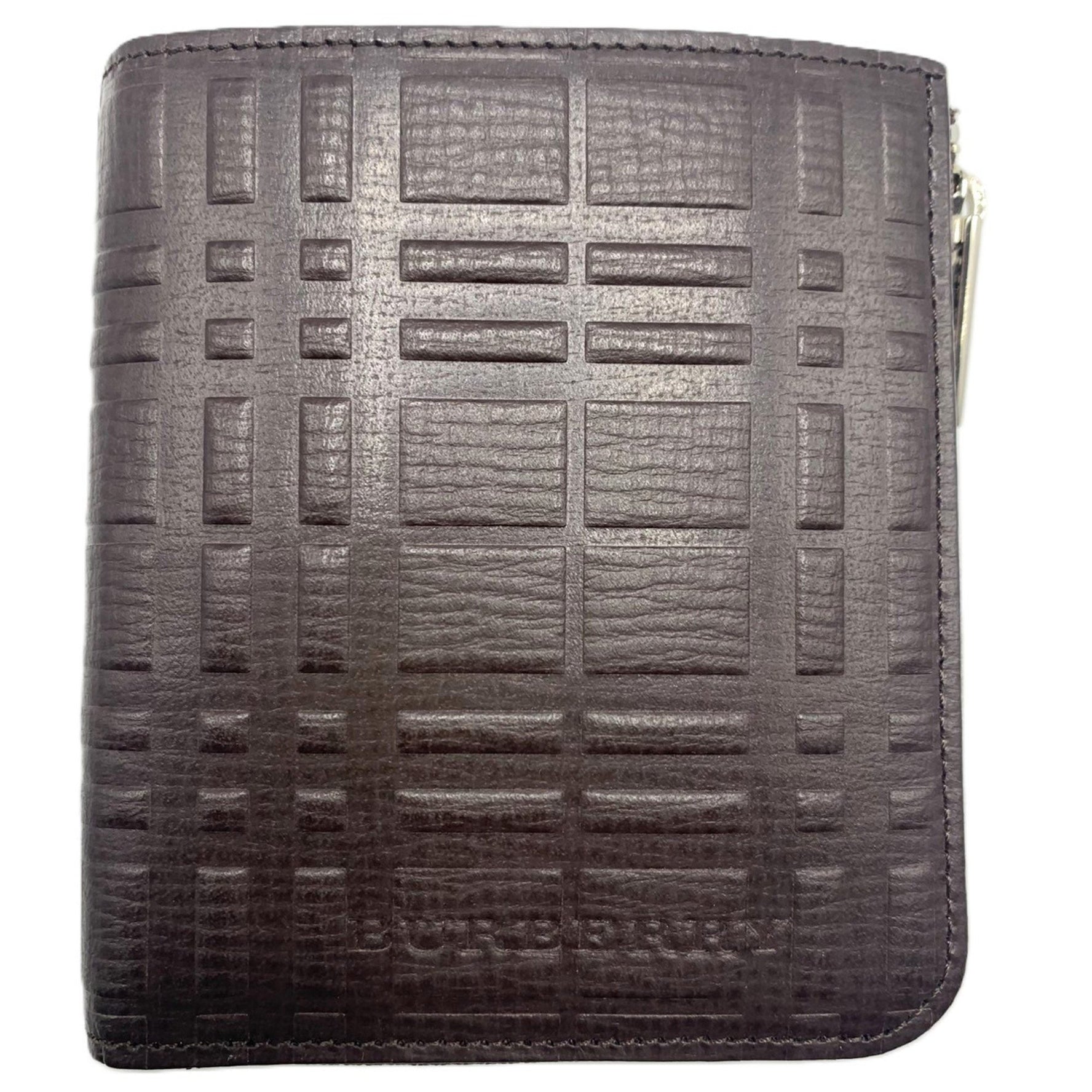 Burberry Nova Check Embossed Wallet Brown L-Shaped Bi-Fold BURBERRY