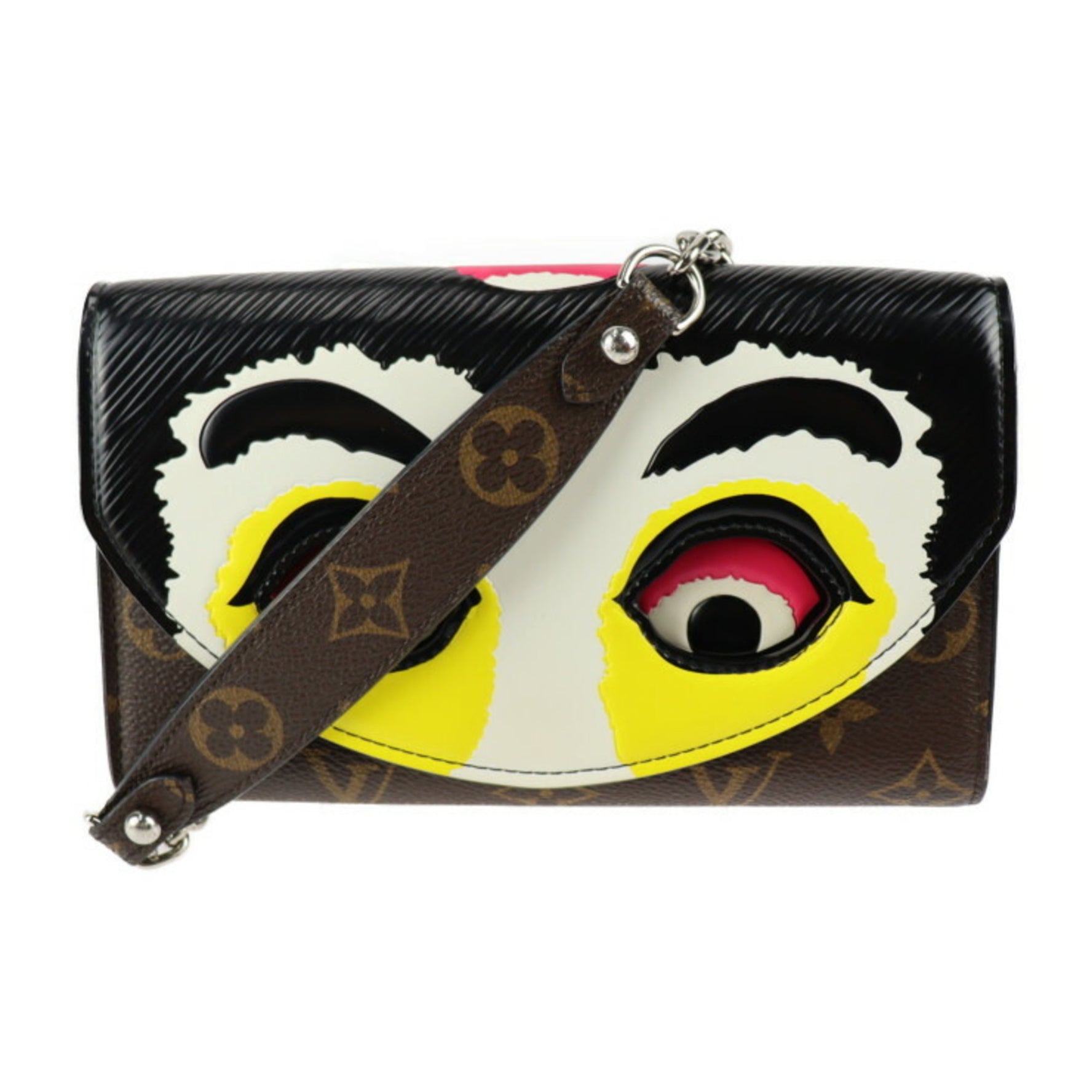 Louis Vuitton Portefeuille Chain Kansai Yamamoto Collaboration Shoulder Bag Monogram Canvas Leather Brown Multicolor Silver Hardware Kabuki Wallet Long