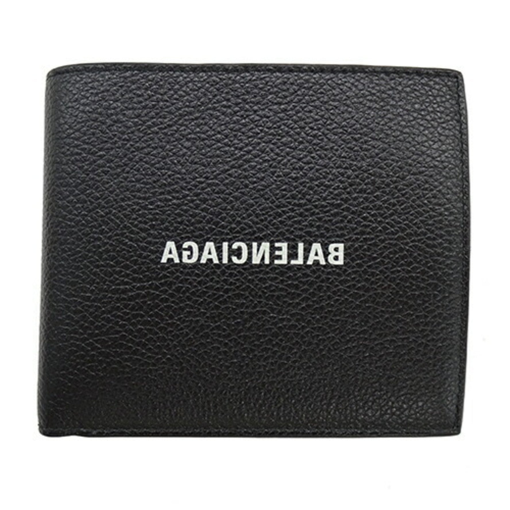 BALENCIAGA Men's Bi-fold Wallet Cash Square Folded Coin Leather Black Compact