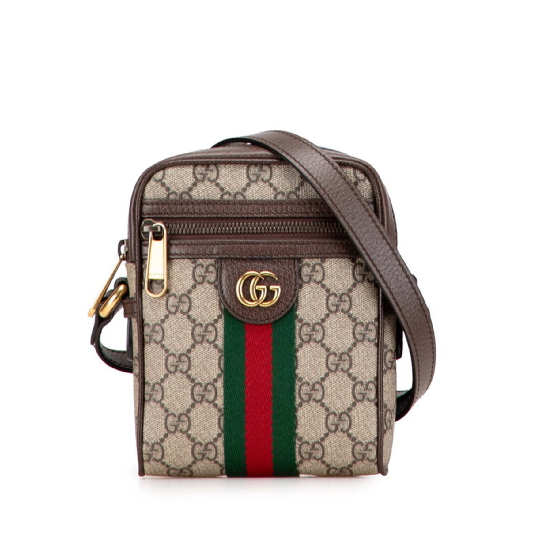 Gucci GG Supreme Ophidia Shoulder Bag Beige Brown Leather