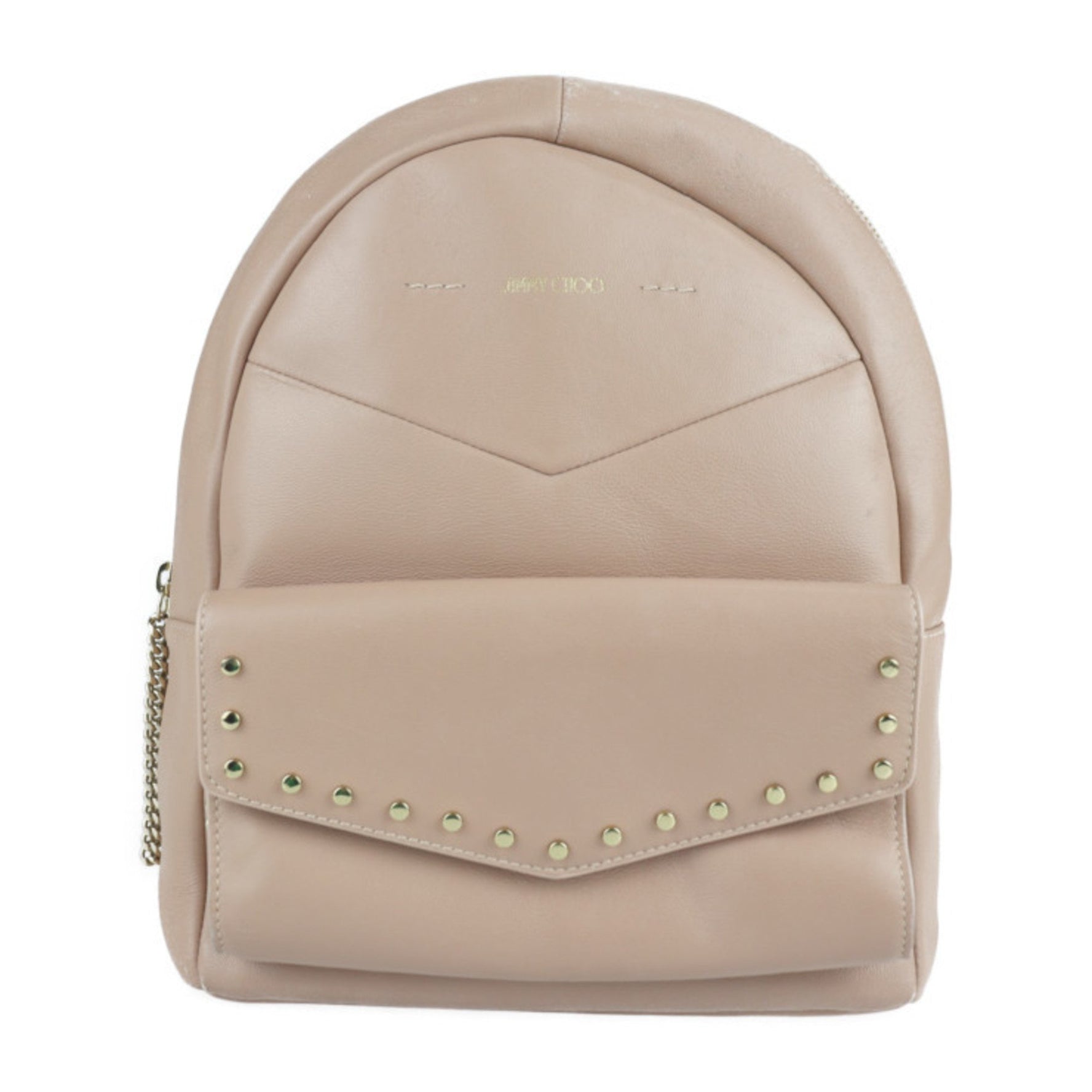 Jimmy Choo CASSIE Backpack, Daypack, Leather, Pink Beige, Studs