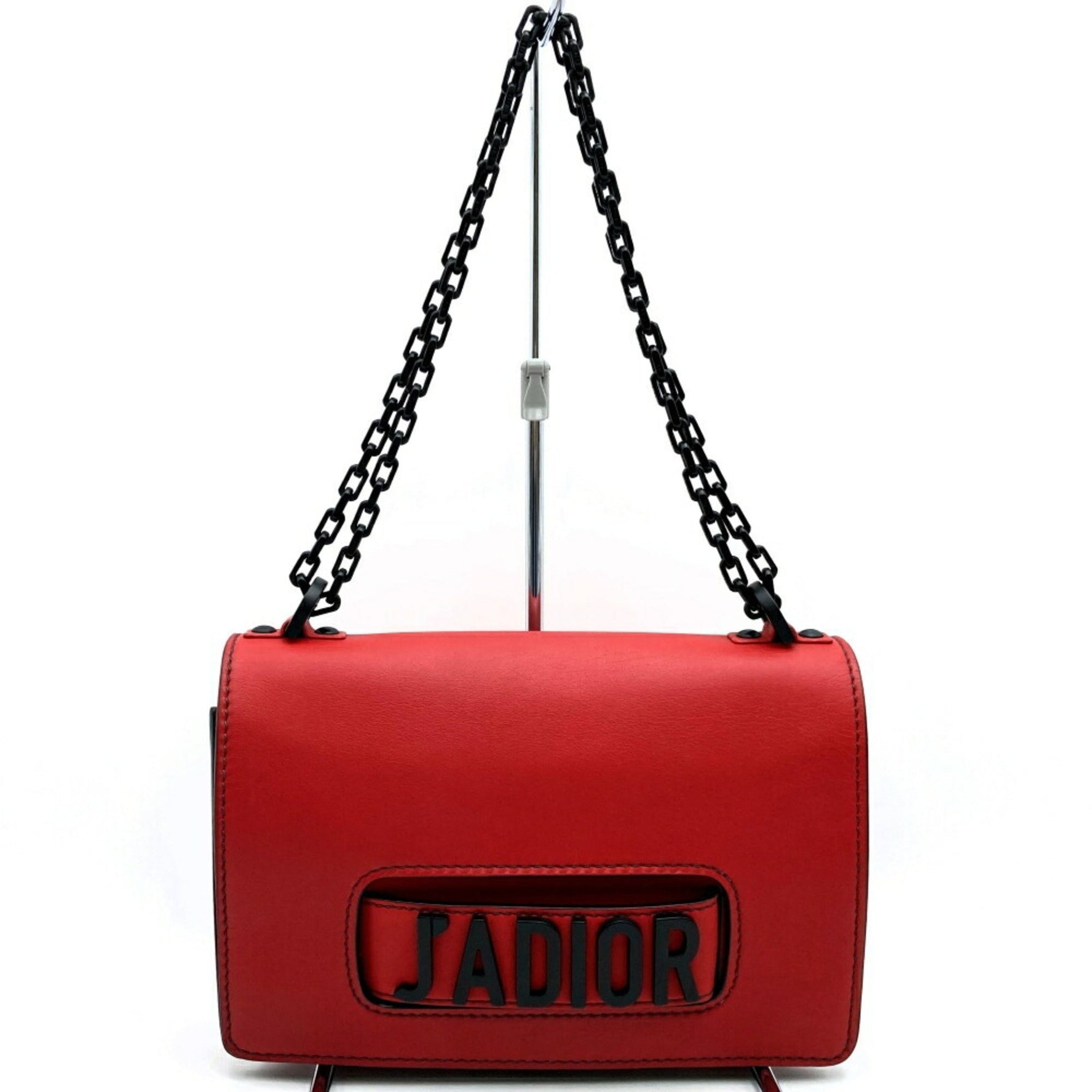 Christian Dior Dior JADIOR Chain Shoulder Bag Leather Red/Black Maria Grazia Chiuri