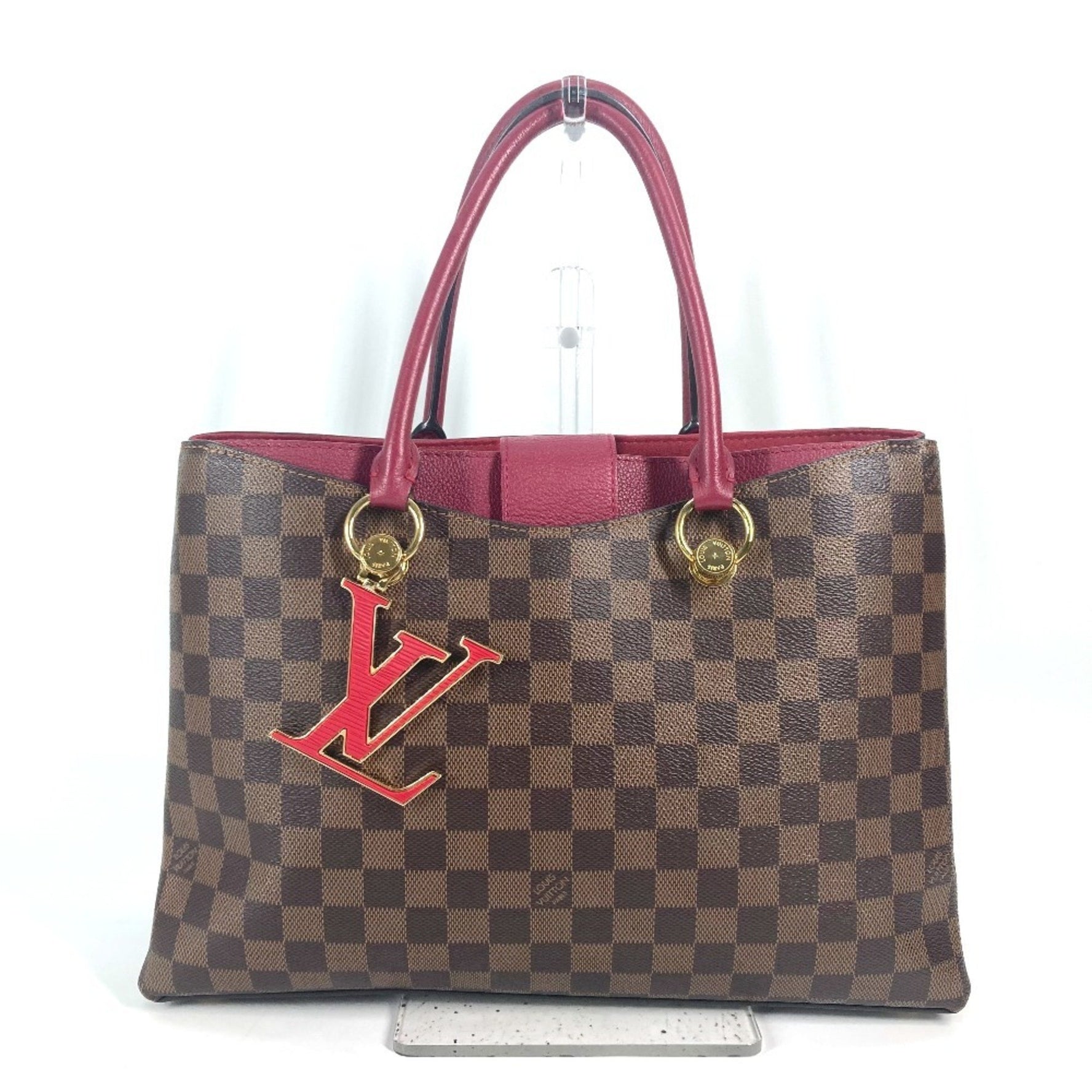 LOUIS VUITTON N40052 Riverside Damier Riduvan Tote Bag with LV Charm, Shoulder Bag, Handbag, Canvas, Women's, Red