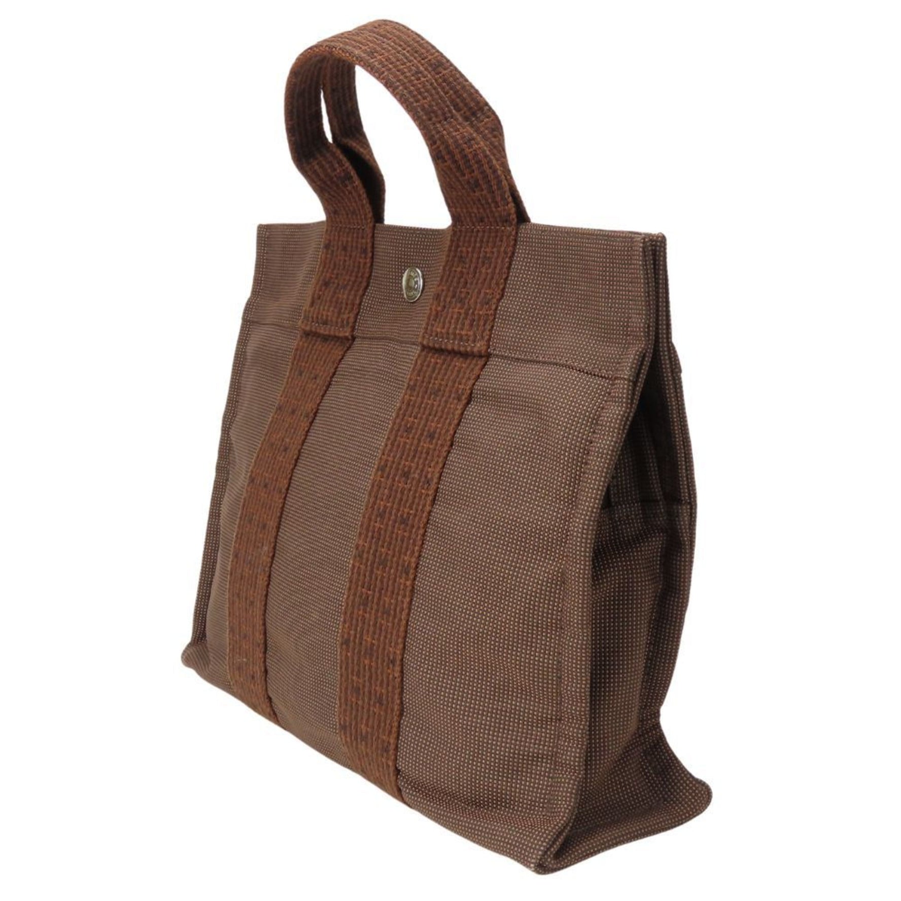 Hermes handbag tote PM Air Line old metal fittings brown canvas men's women's HERMES her line pm