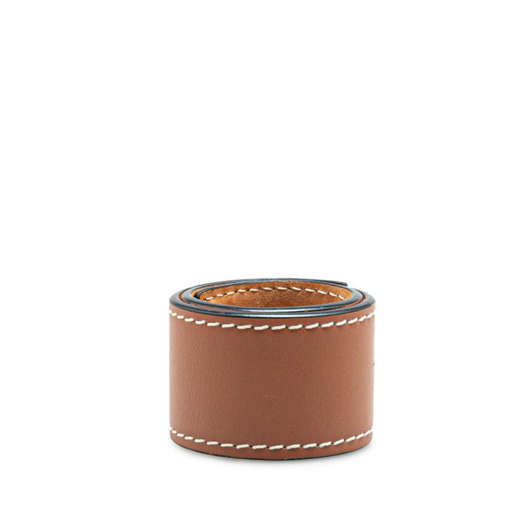 LOEWE Anagram Slap Bracelet Small Bangle Brown Leather Women's