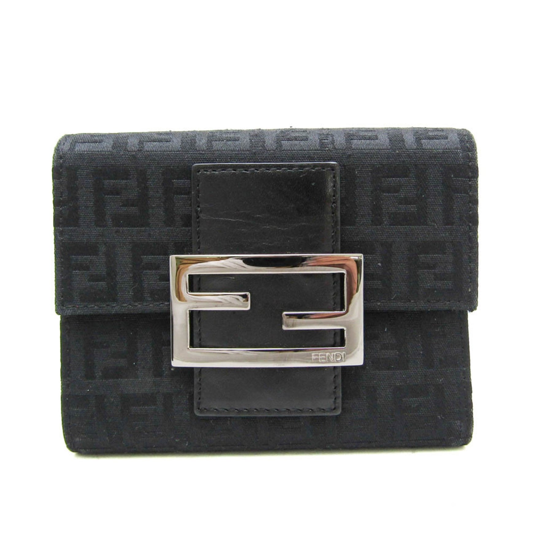 Fendi Zucchino Canvas,Leather Wallet (tri-fold)