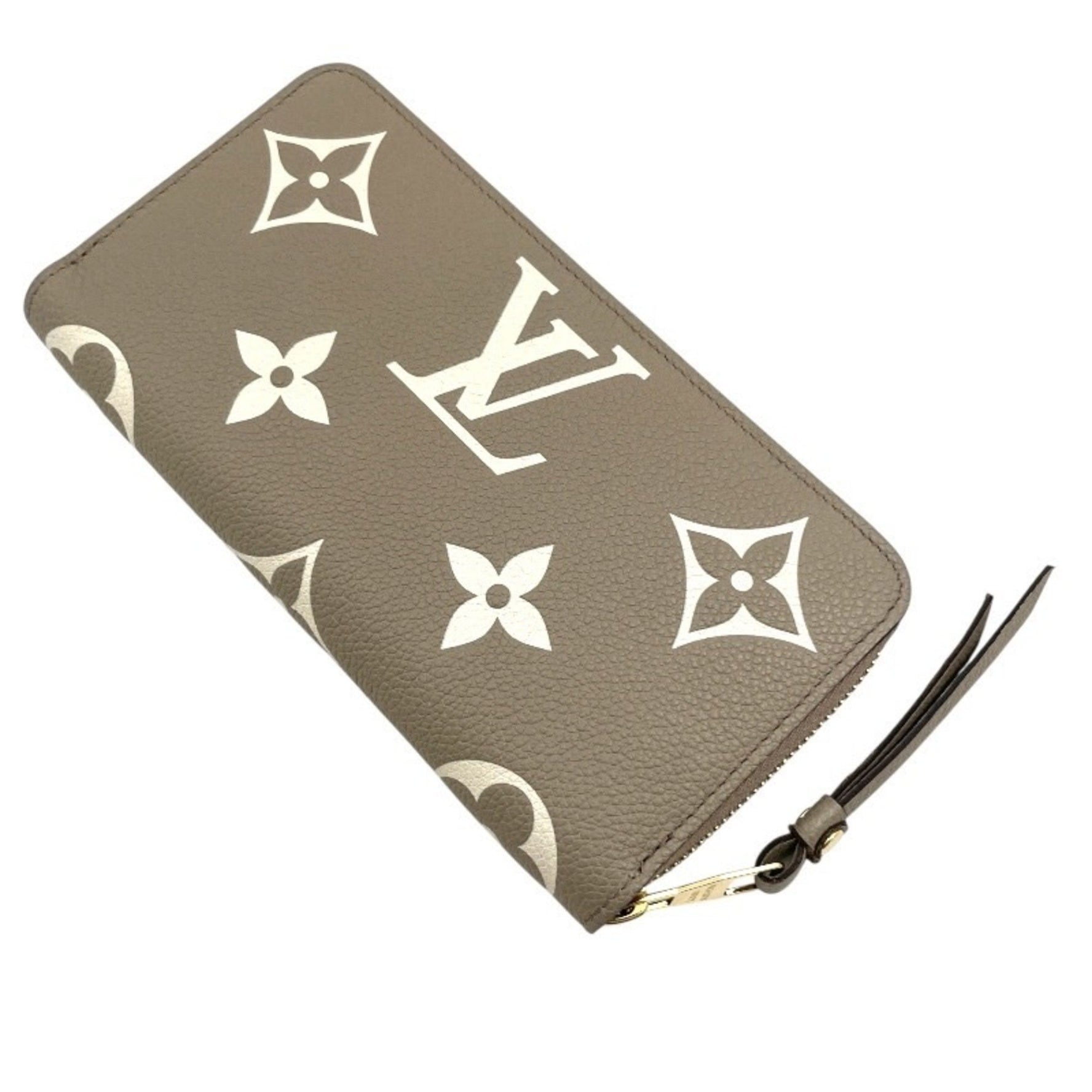 Louis Vuitton Zippy Wallet Long Leather Two-Tone Monogram Empreinte Tourterelle Creme