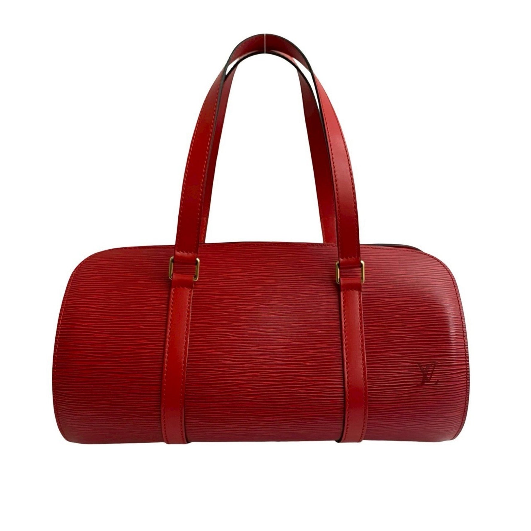 Louis Vuitton Soufflot Epi Leather Handbag/Mini Boston Bag with Pouch, Castilian Red, 484-4