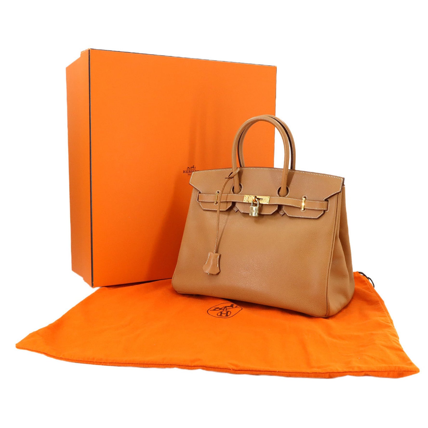 Hermes Hermès Birkin 35 Vacherie Natural Handbag with J Stamp and Gold Hardware